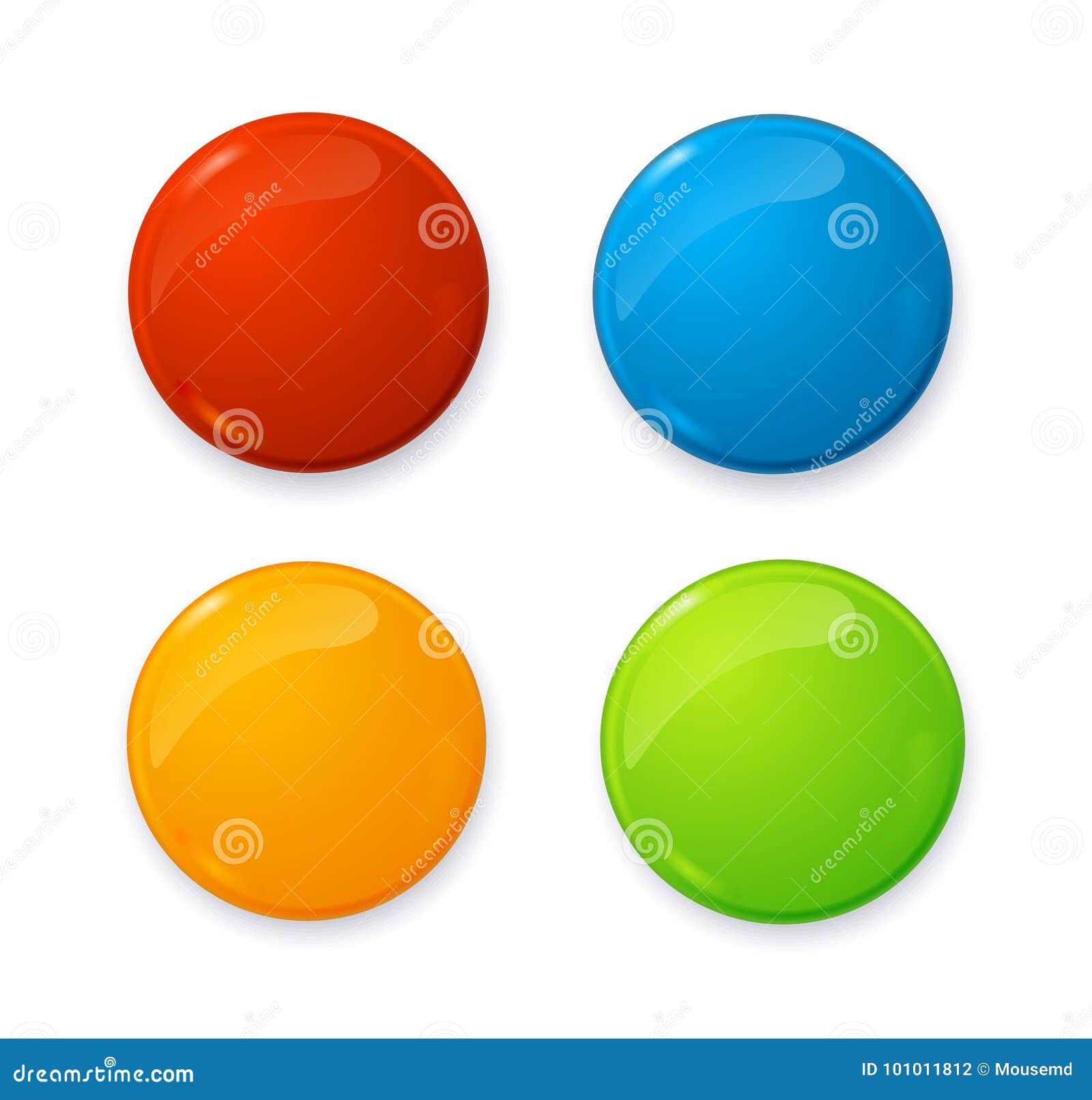 realistic 3d empty color blank circle button badge pin set. 