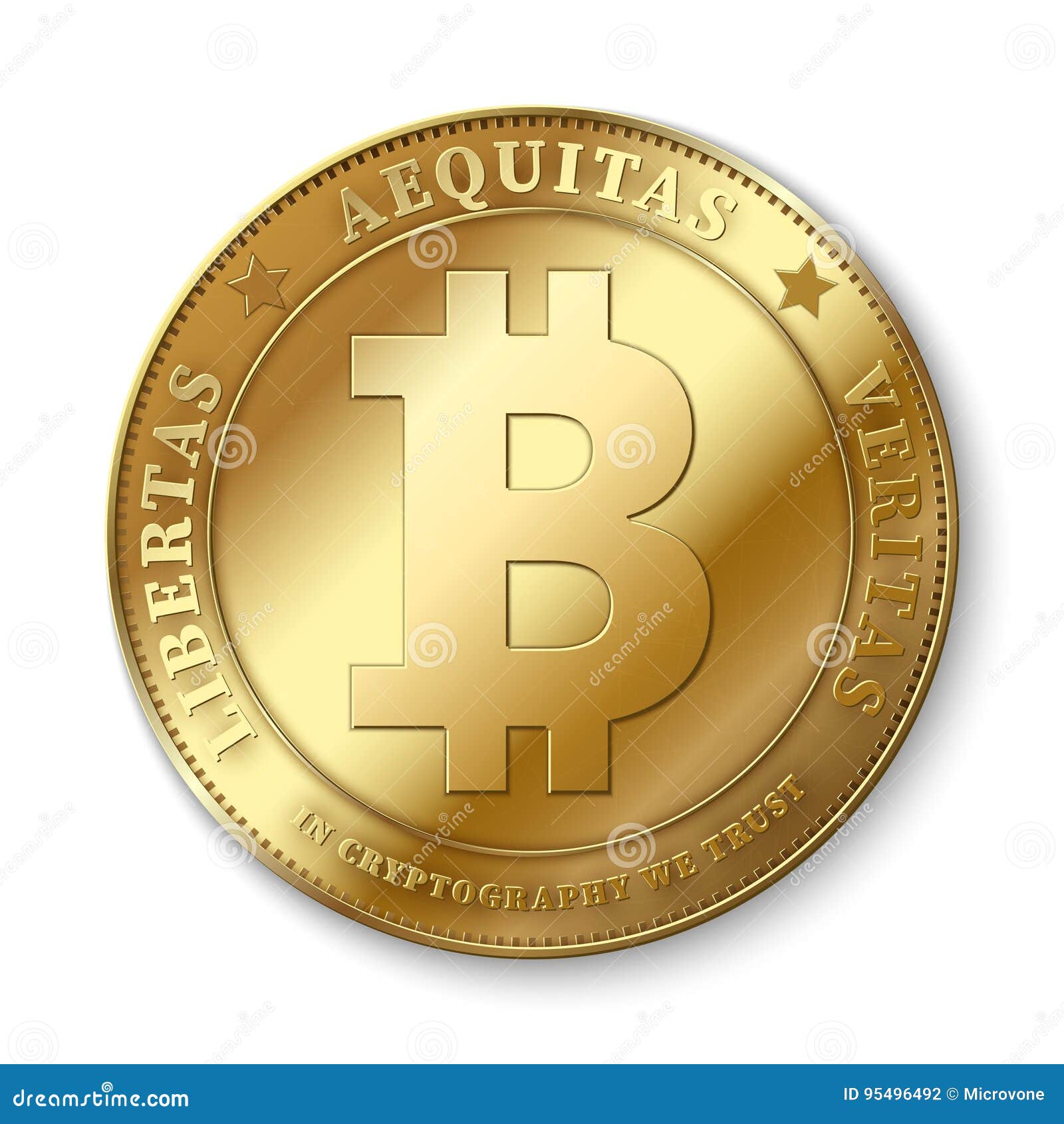 Realistic 3d Golden Bitcoin Coin Vector Illustration For ...