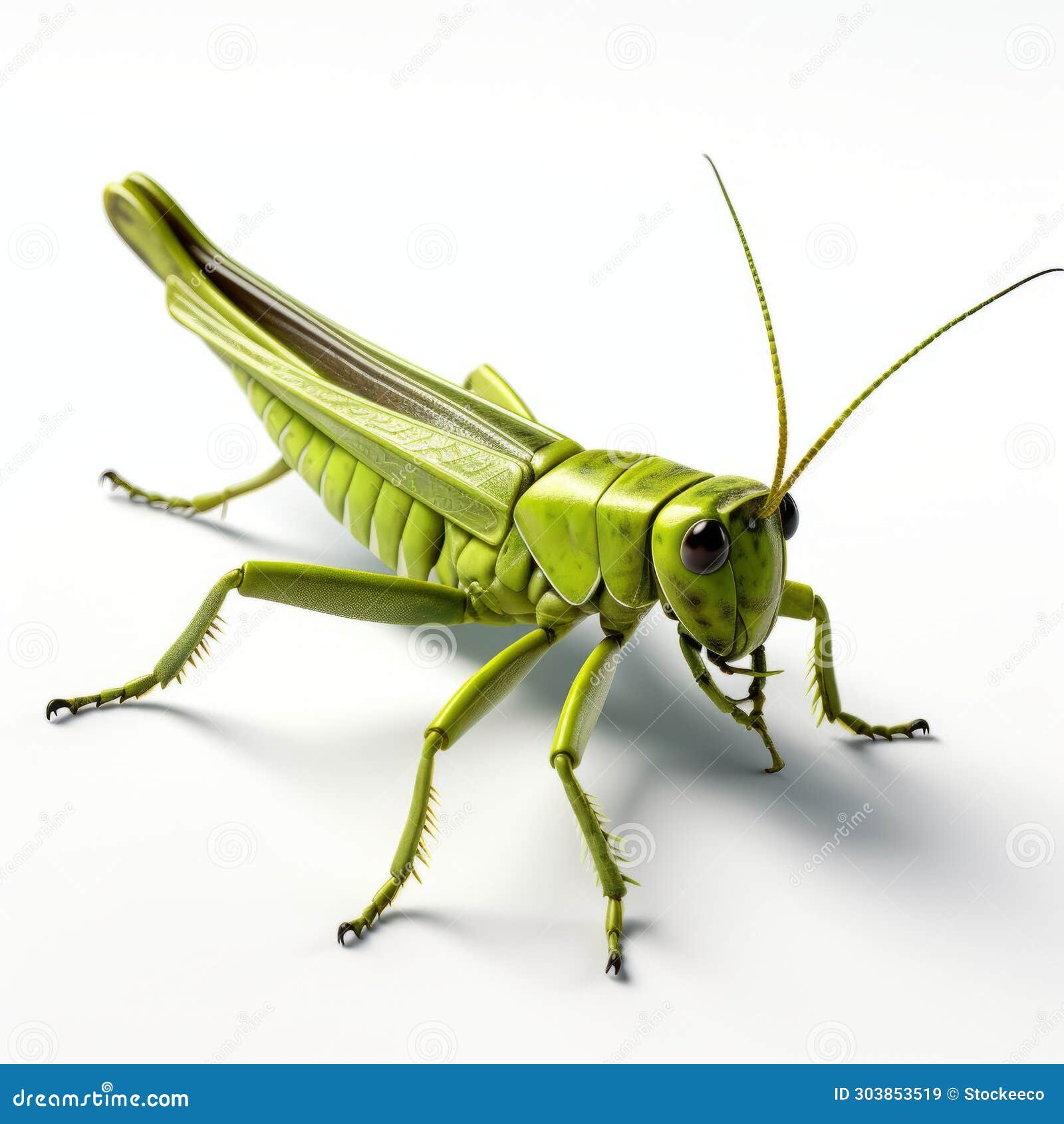 realistic 3d grasshopper model on white  background