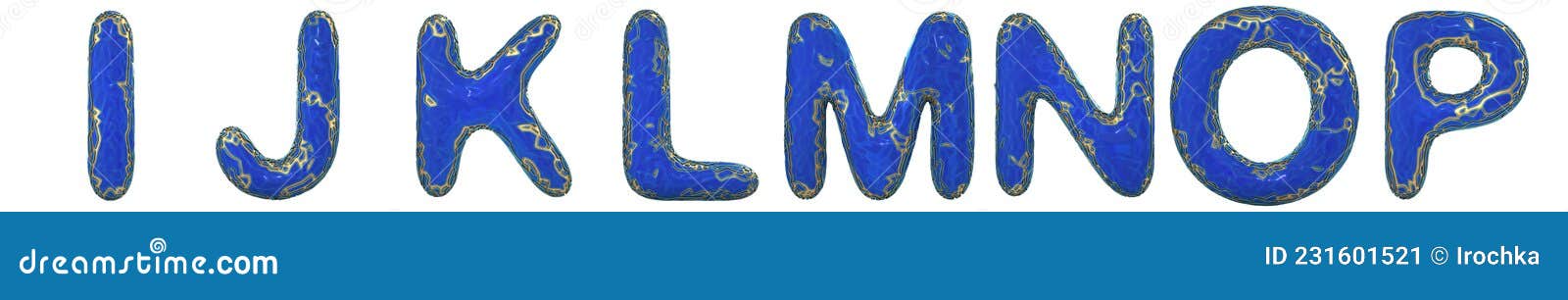 realistic 3d letters set i, j, k, l, m, n, o, p made of gold shining metal letters.