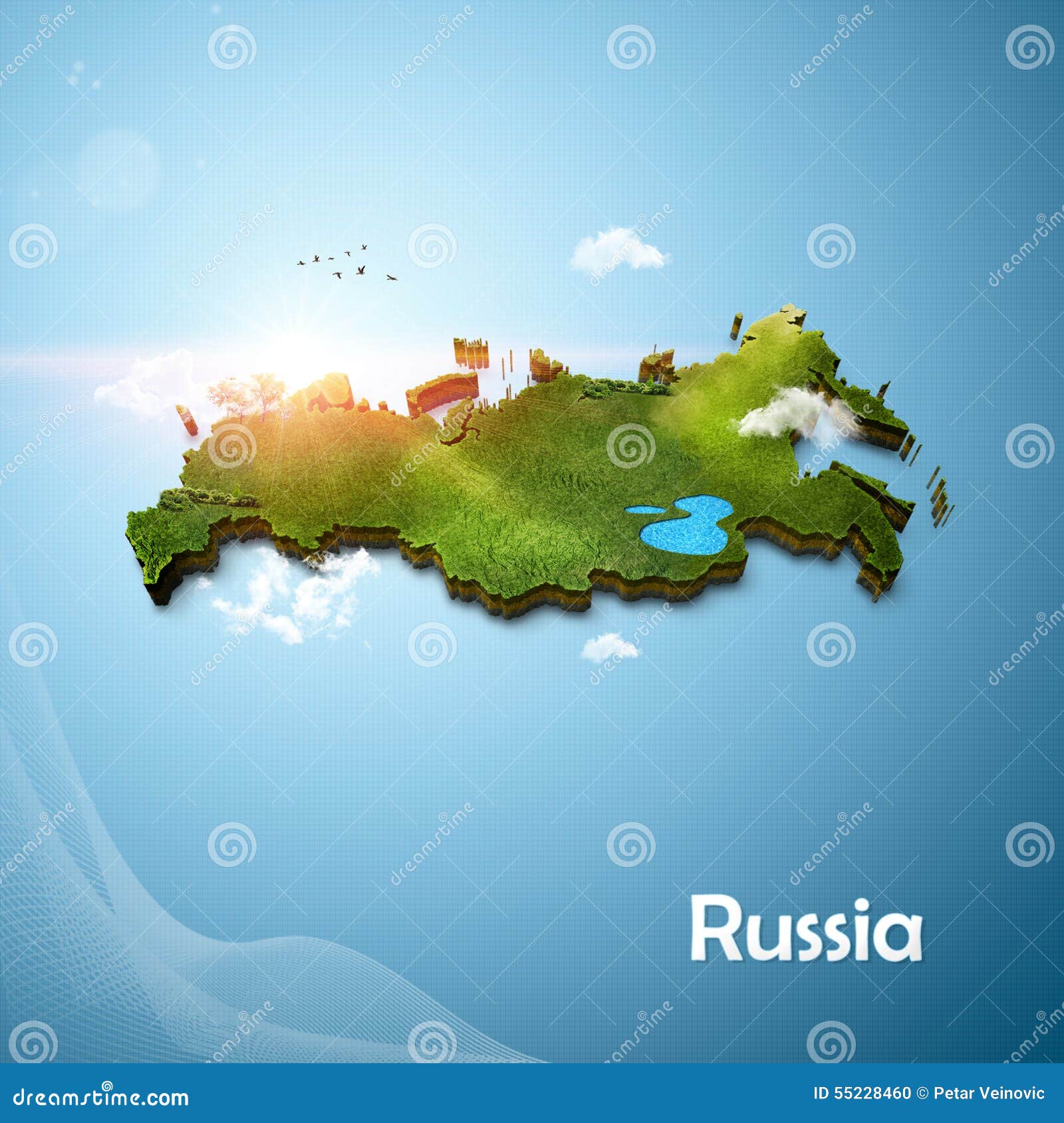 realistic 3d map of russia