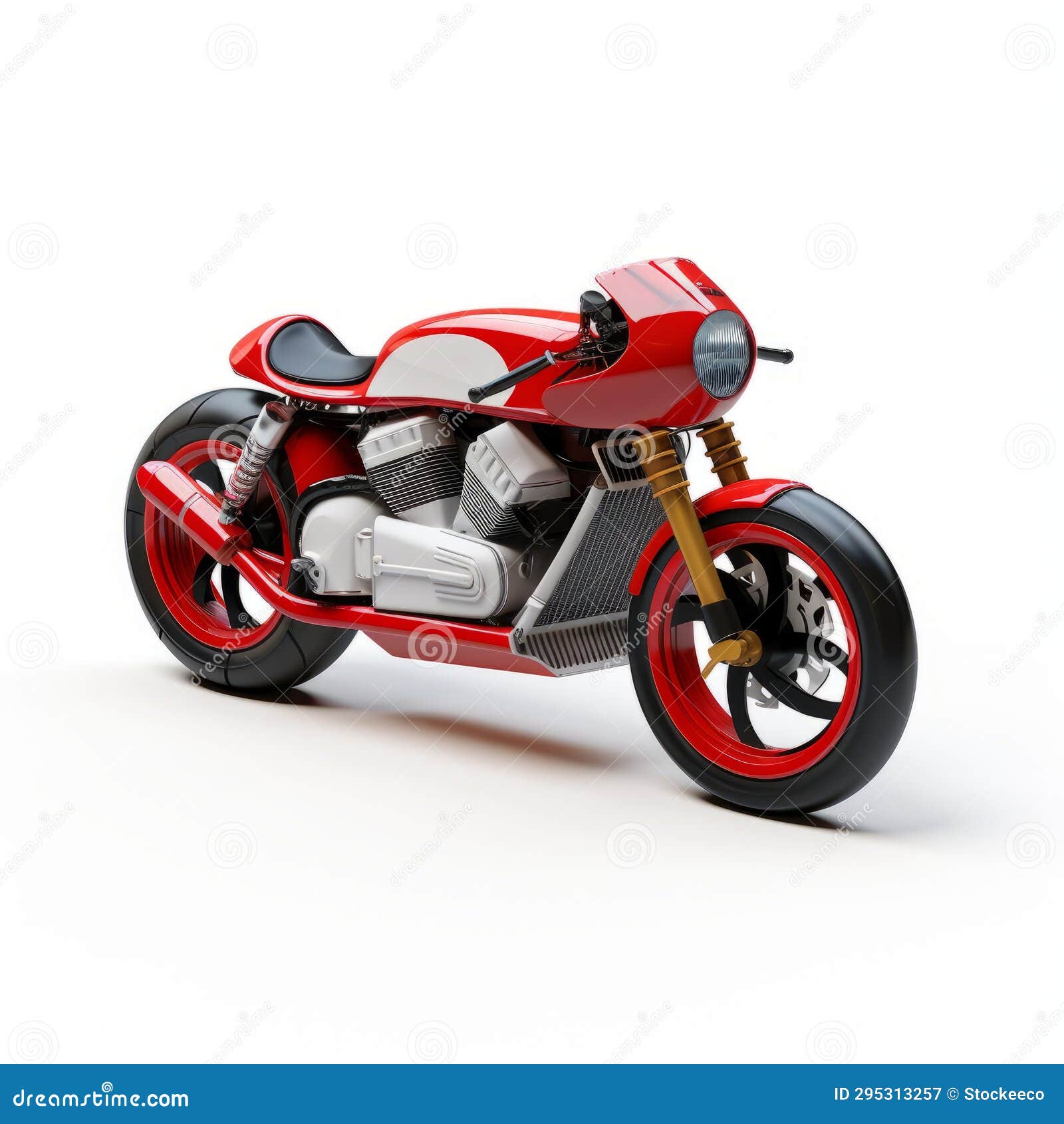 Realistic 3d Red Motorcycle Model Innovative Industrial Design Stock