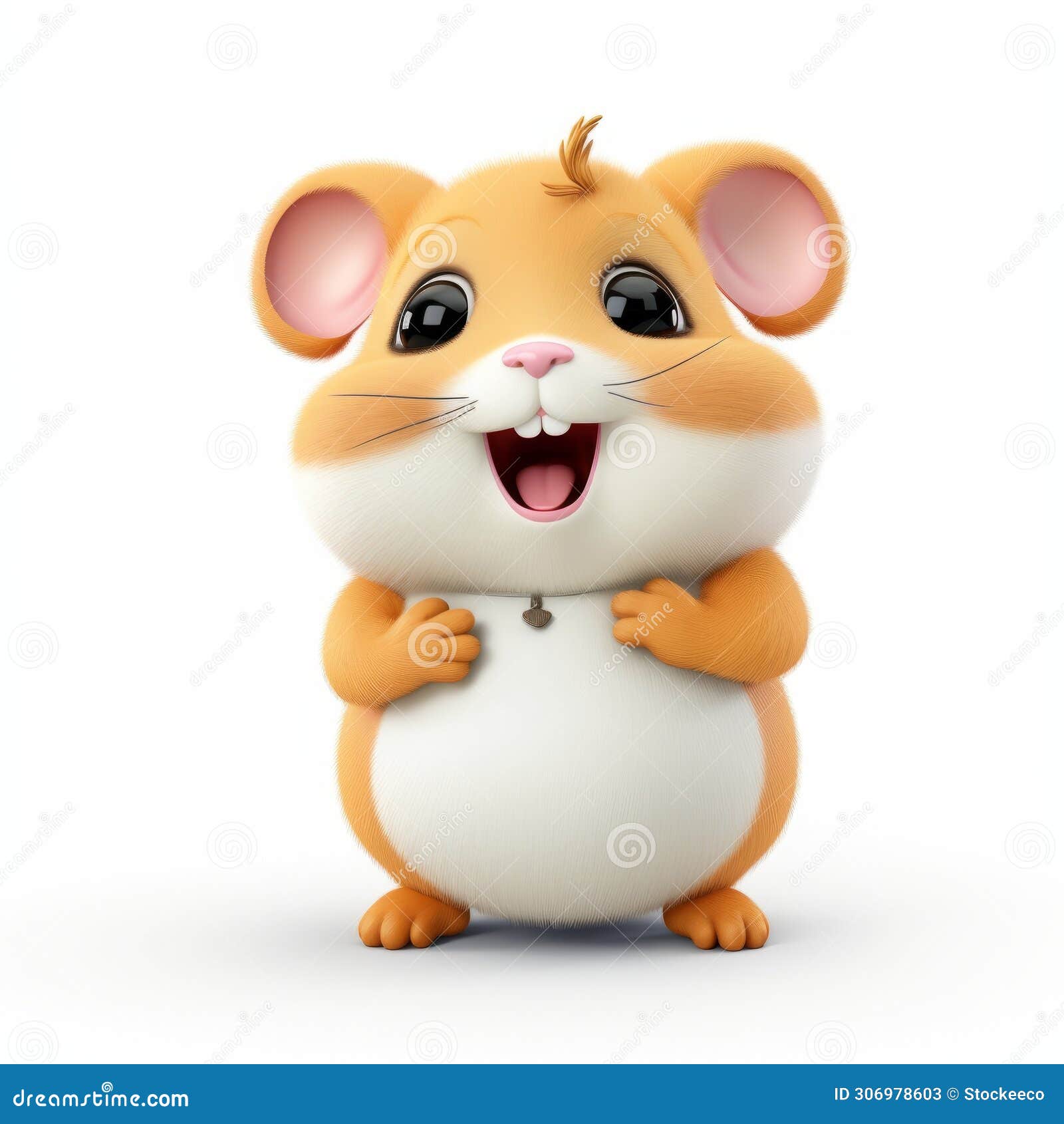 realistic 3d render of cartoon hamster in 32k uhd