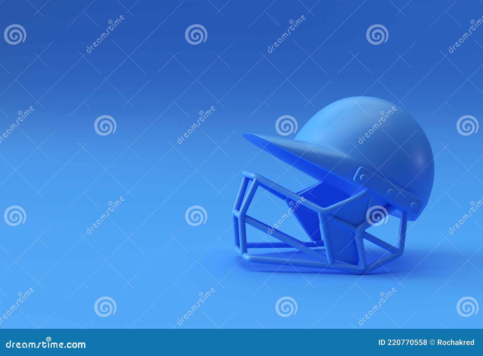 Realistic 3d Render Cricket Helmet Mockup Isolated on Blue Background