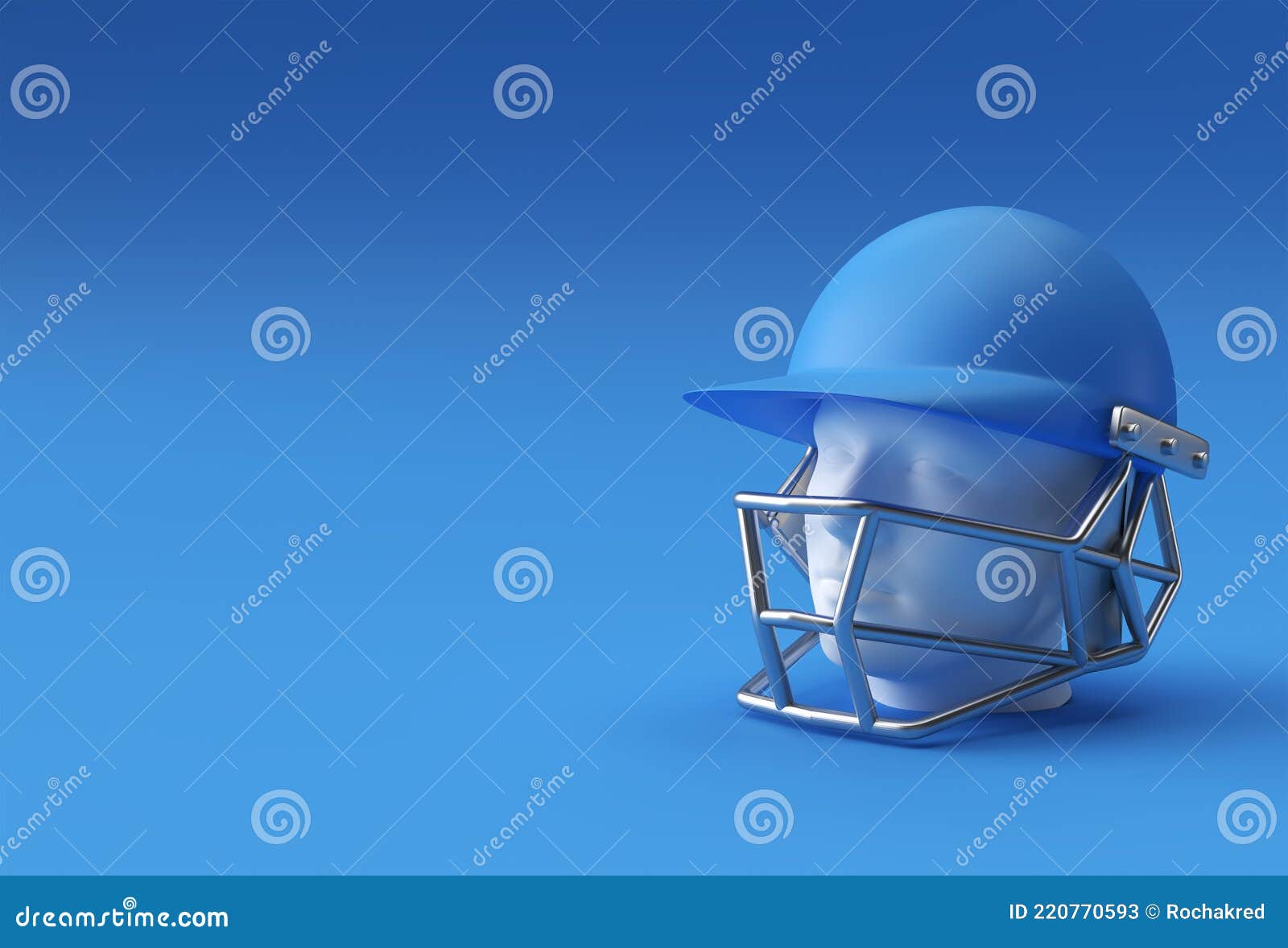 Realistic 3d Render Cricket Helmet Mockup Isolated on Blue Background