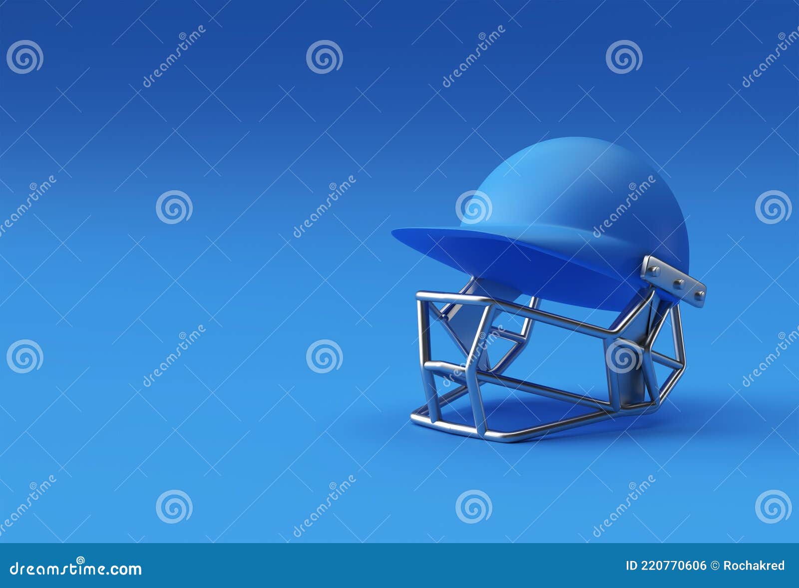 Realistic 3d Render Cricket Helmet Mockup Isolated on Blue Background