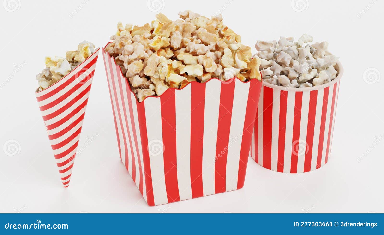 3D Render of Popcorn in Cups Stock Illustration Illustration of