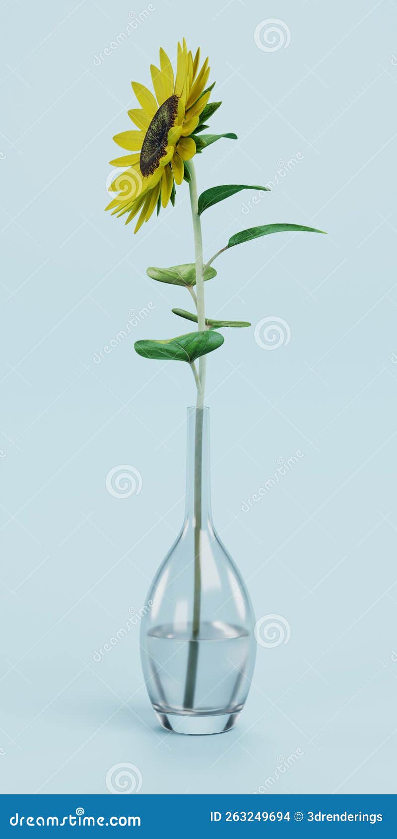 3D Render of Sunflower in Vase Stock Illustration Illustration of