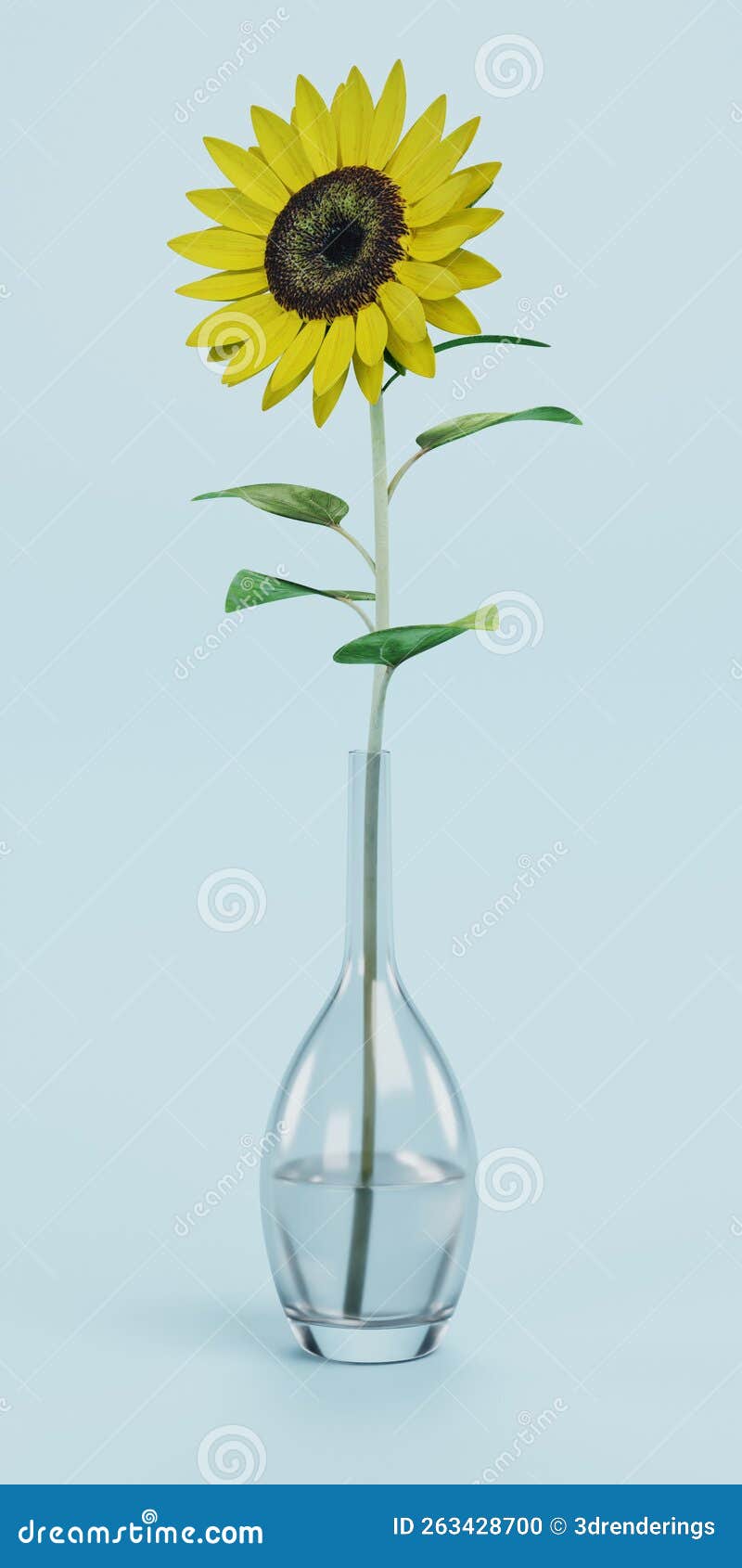 3D Render of Sunflower in Vase Stock Illustration Illustration of
