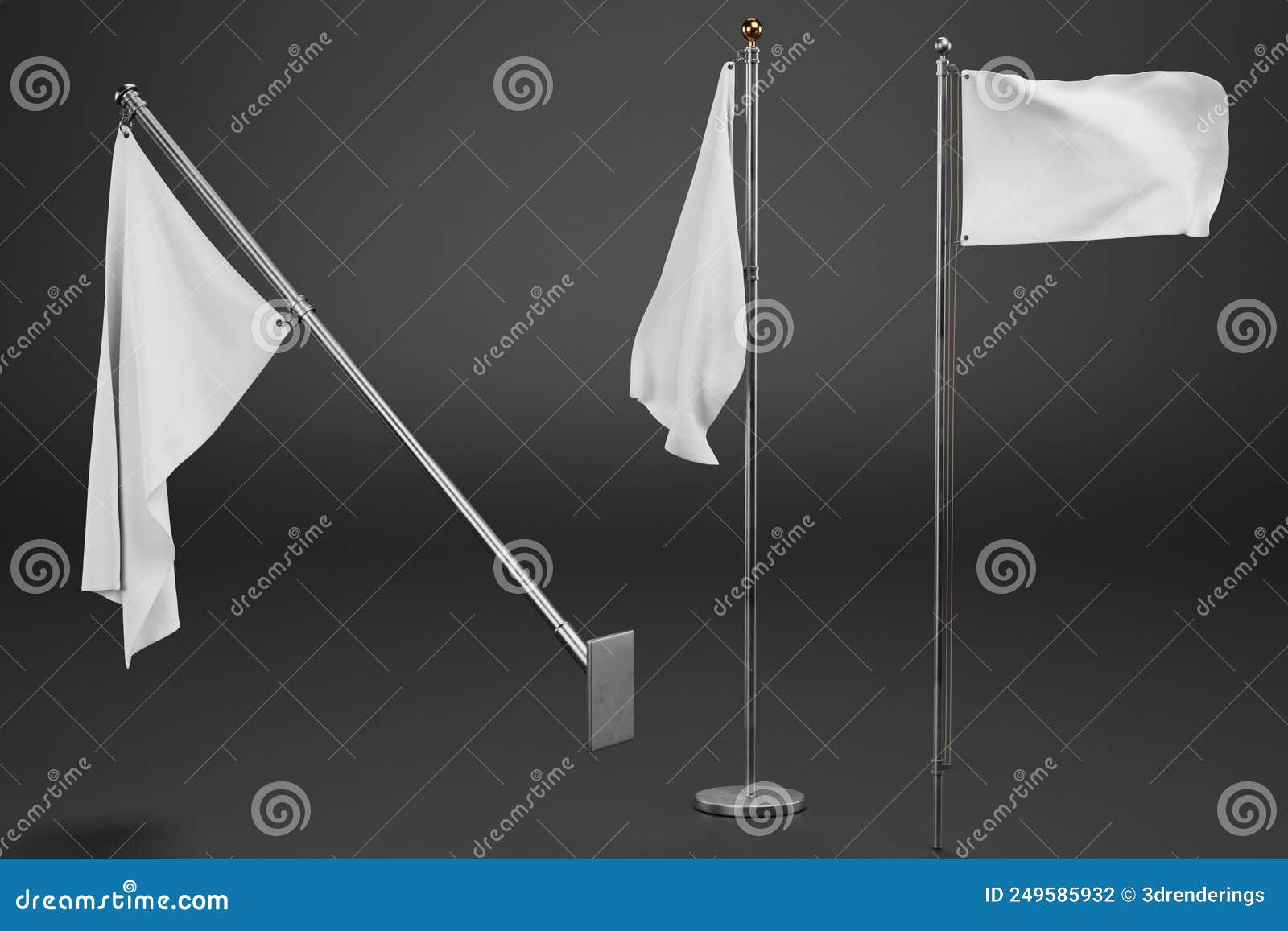 3D Render of White Flags stock illustration. Illustration of wall 249585932