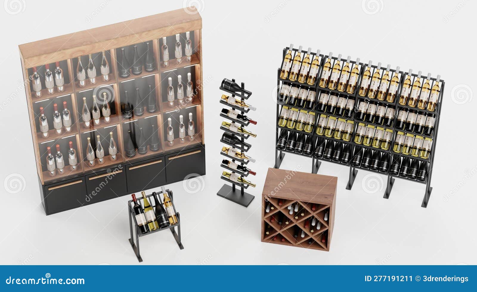 3D Render of Wines on Racks Stock Illustration Illustration of