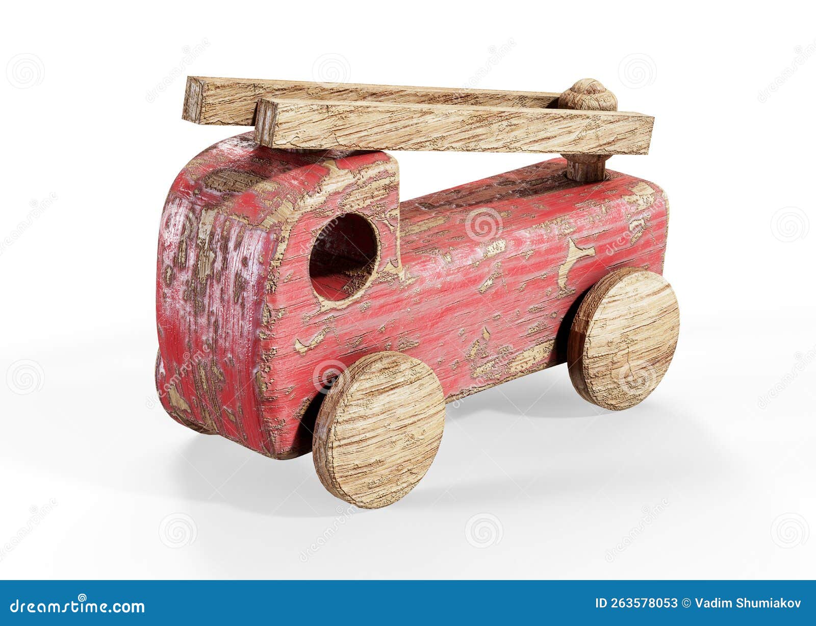 realistic 3d render of wooden toys