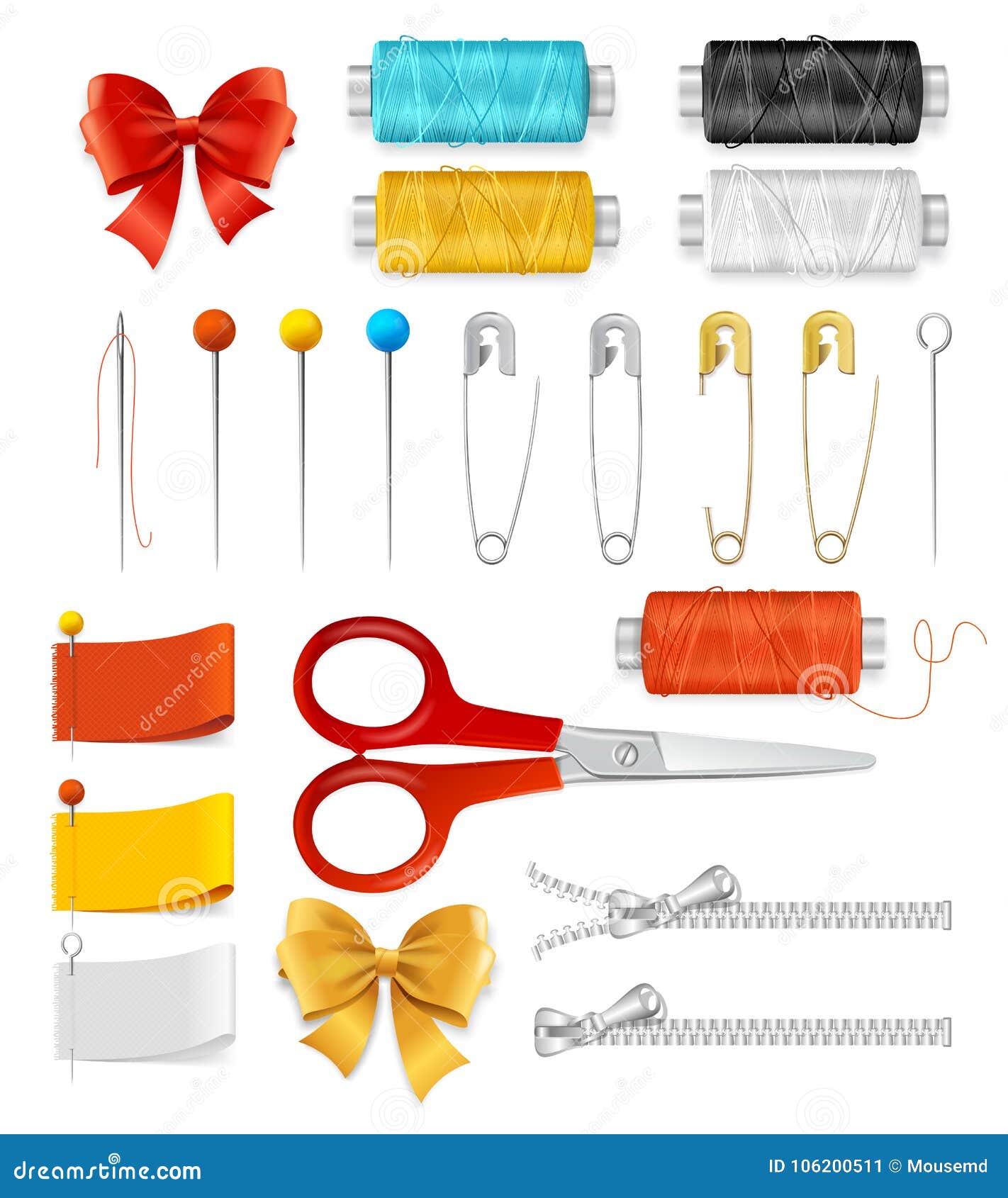 Download Realistic 3d Sewing Tools Accessories Set. Vector Stock ...