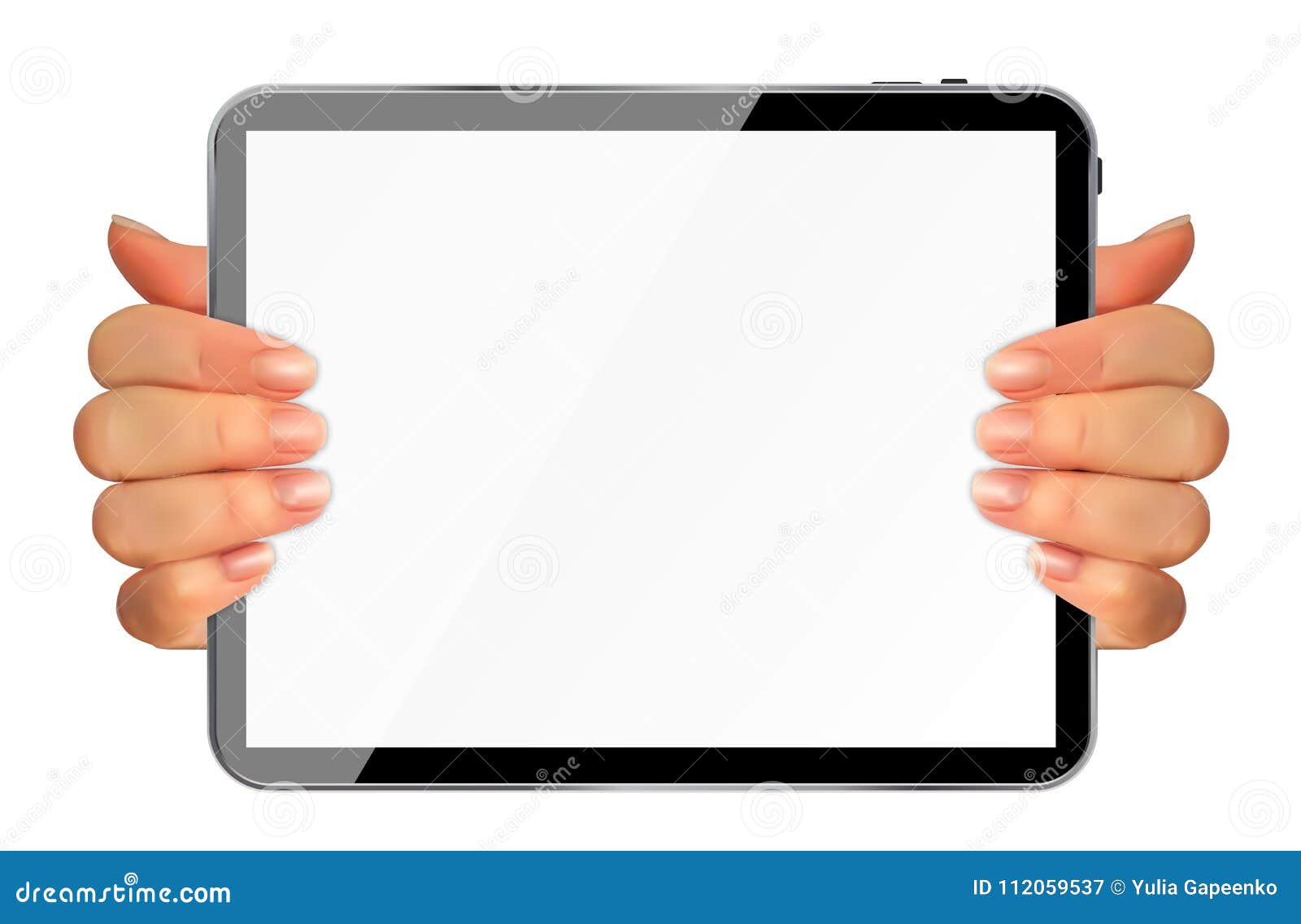 realistic 3d silhouette of hand with tabletpc with blank screen.  