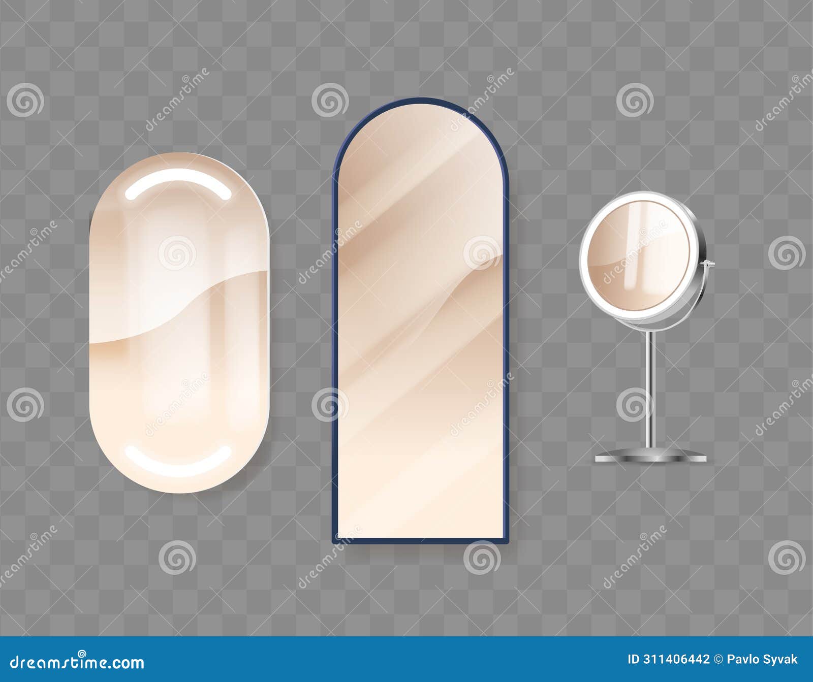 Realistic 3d Vector Home Mirrors are Versatile Decorative and Functional Elements, Reflecting 