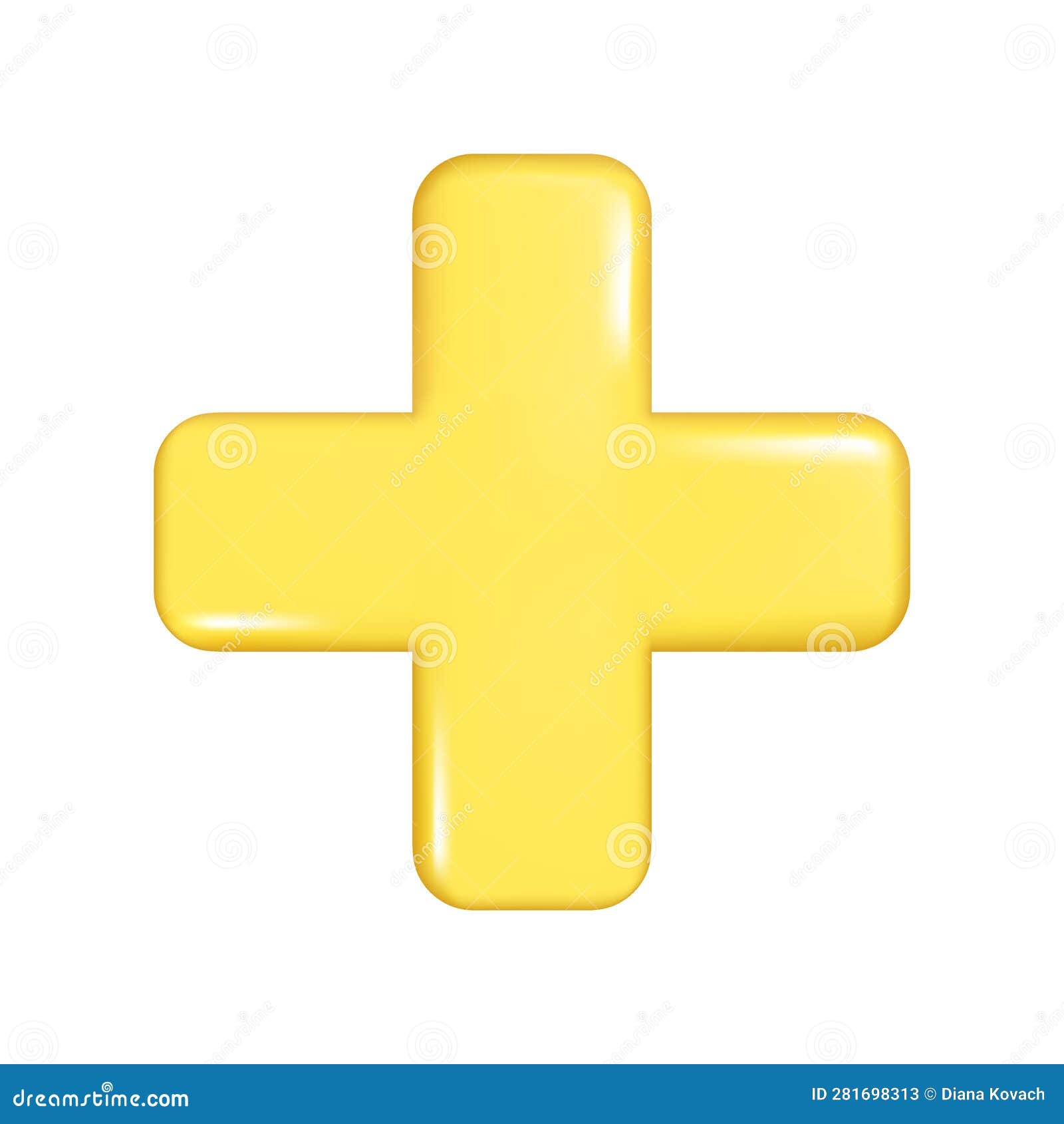 Realistic 3d Yellow Plus Sign. Decorative Arithmetic 3d Element