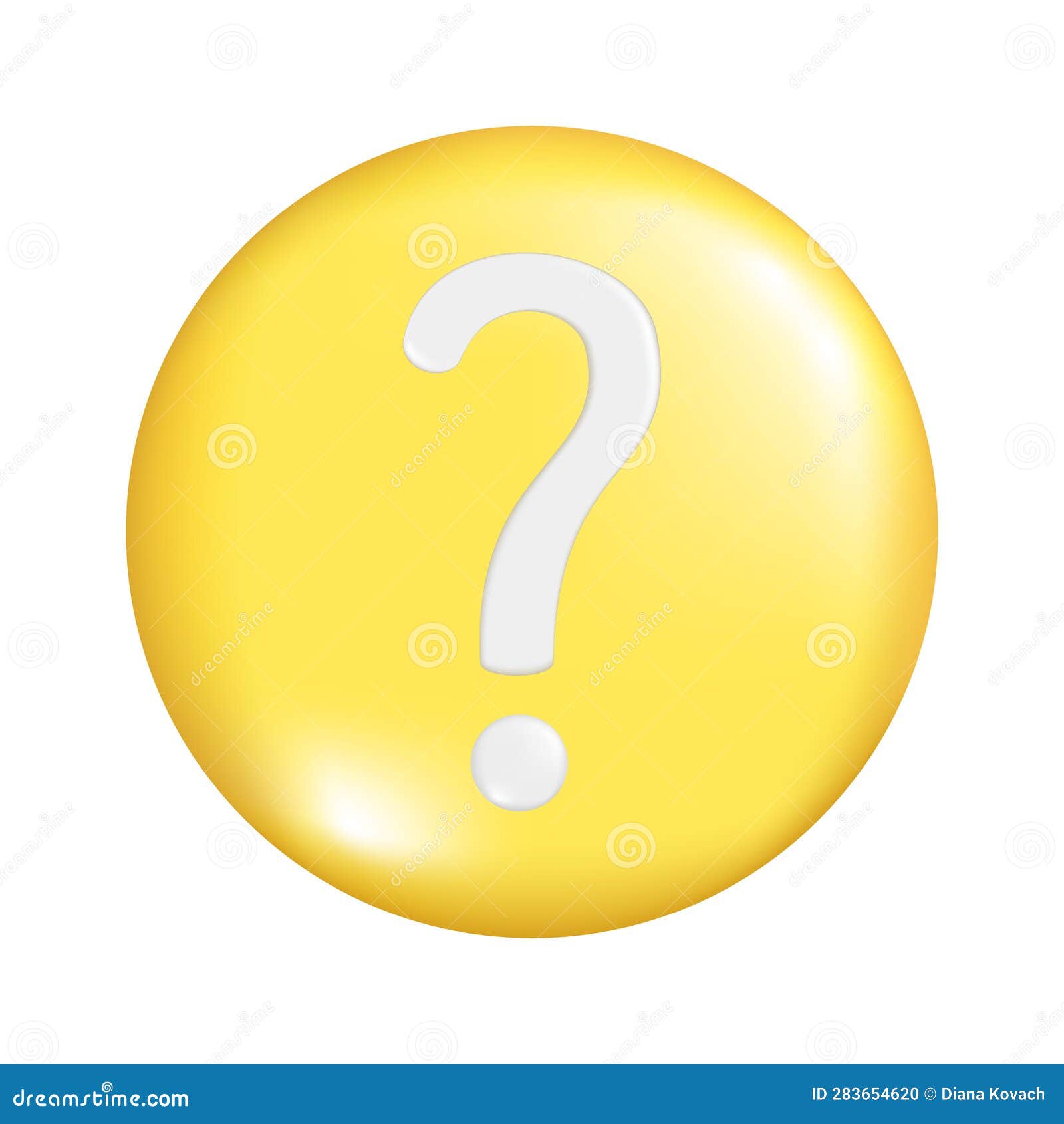 Realistic 3d Yellow Round Sphere Shape with Question Sign. Decorative