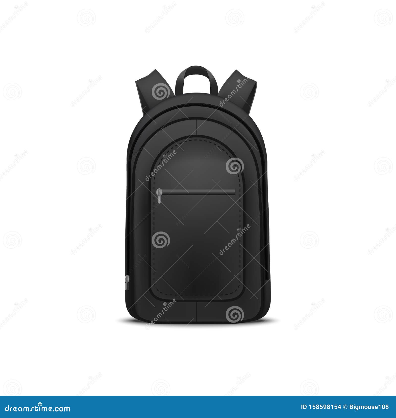 Download Realistic Detailed 3d Black Blank School Backpack Template Mockup. Vector Stock Vector ...