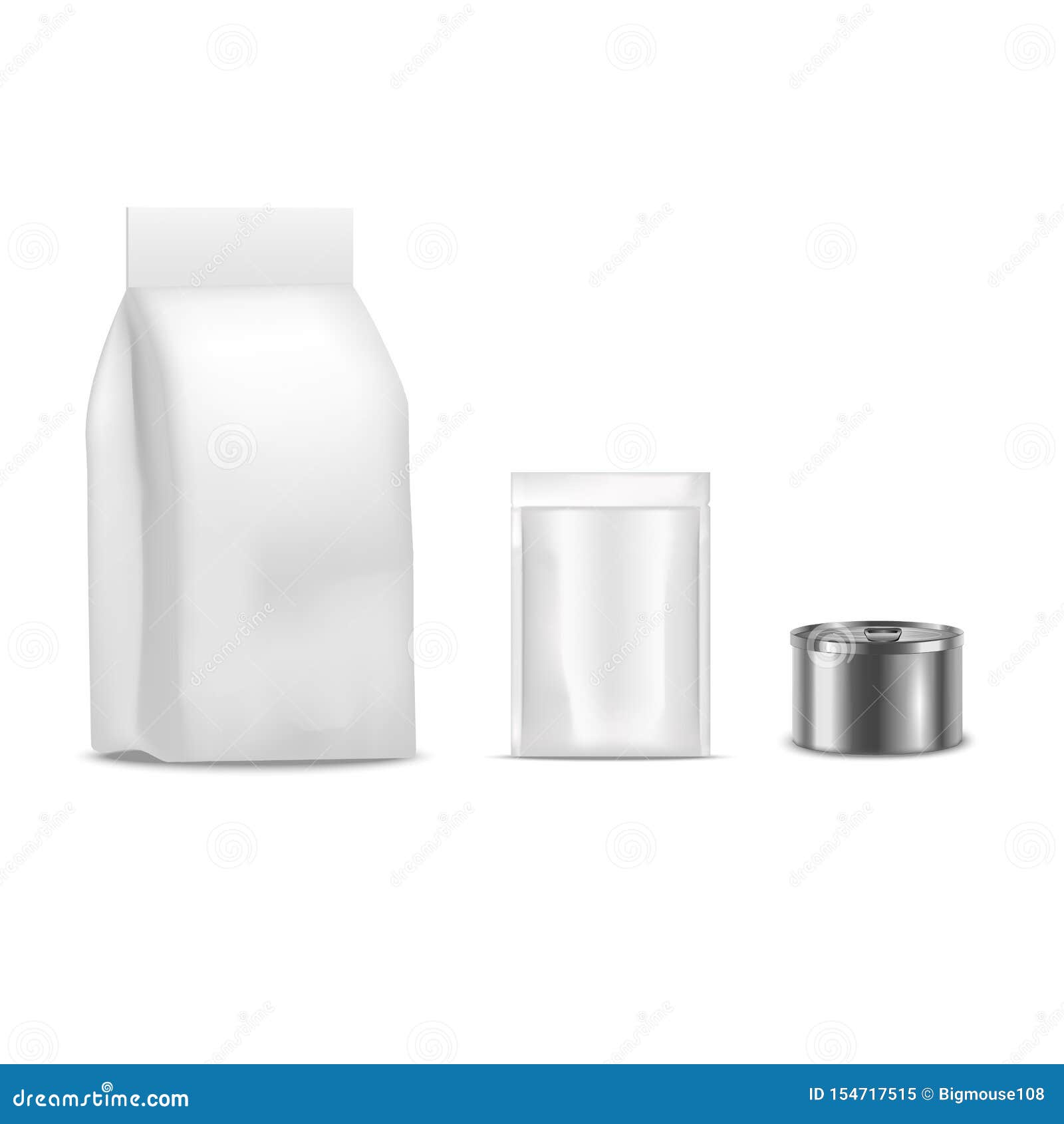 Download Realistic Detailed 3d Blank Dog Food Pack And Can Template Mockup Set. Vector Stock Vector ...