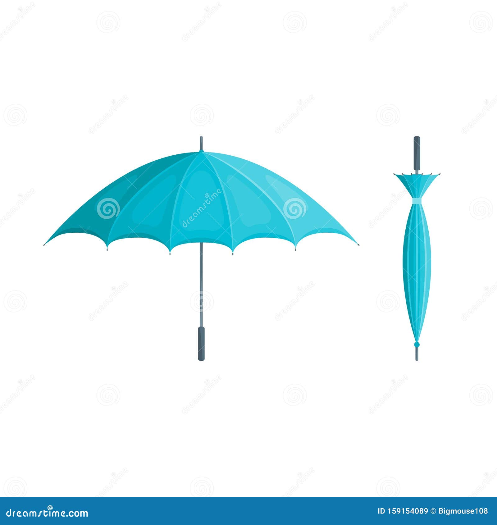Download Realistic Detailed 3d Blue Umbrella Set Open And Closed View. Vector Stock Vector - Illustration ...