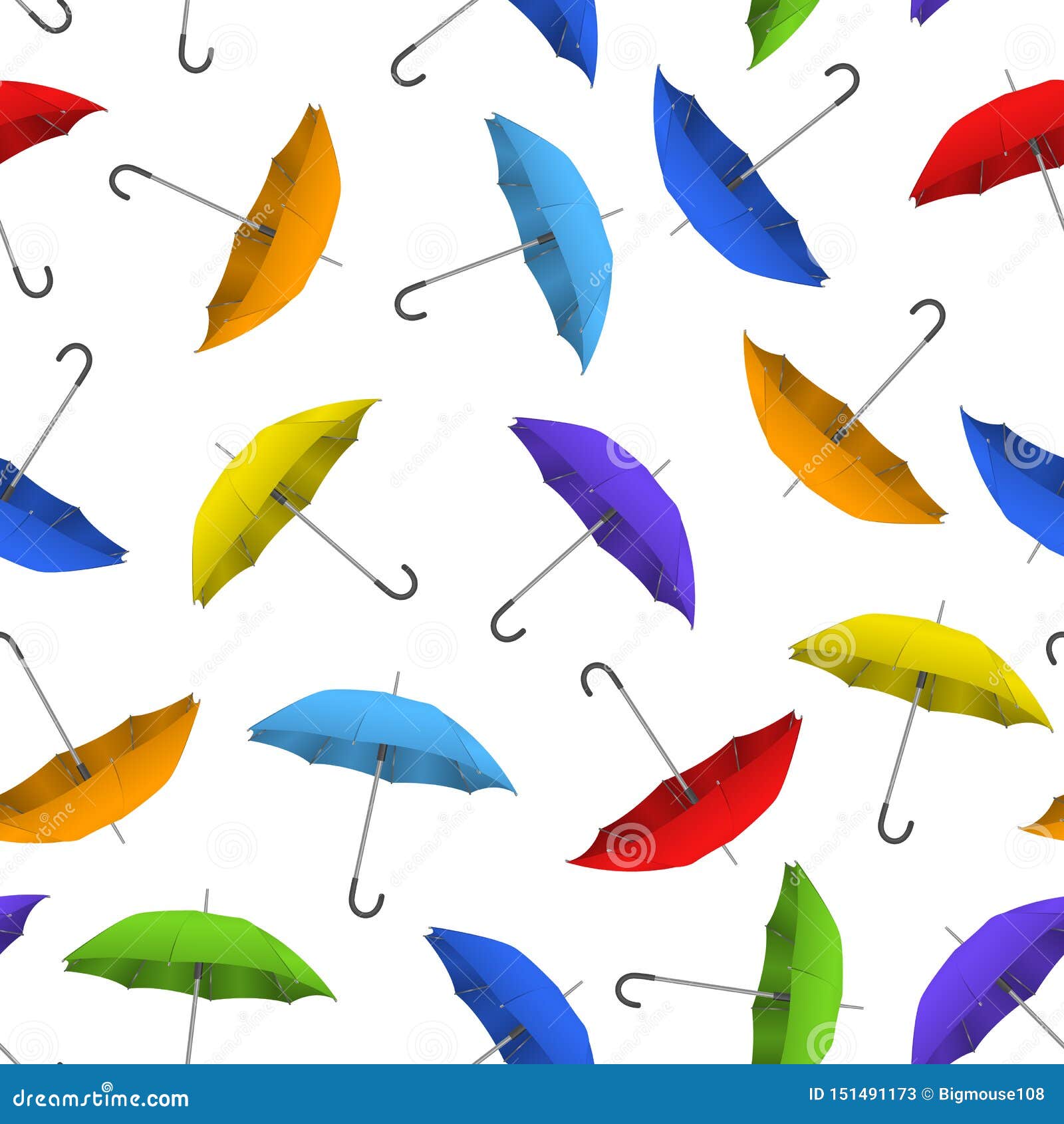 Download Realistic Detailed 3d Color Blank Umbrella Seamless Pattern Background. Vector Stock Vector ...