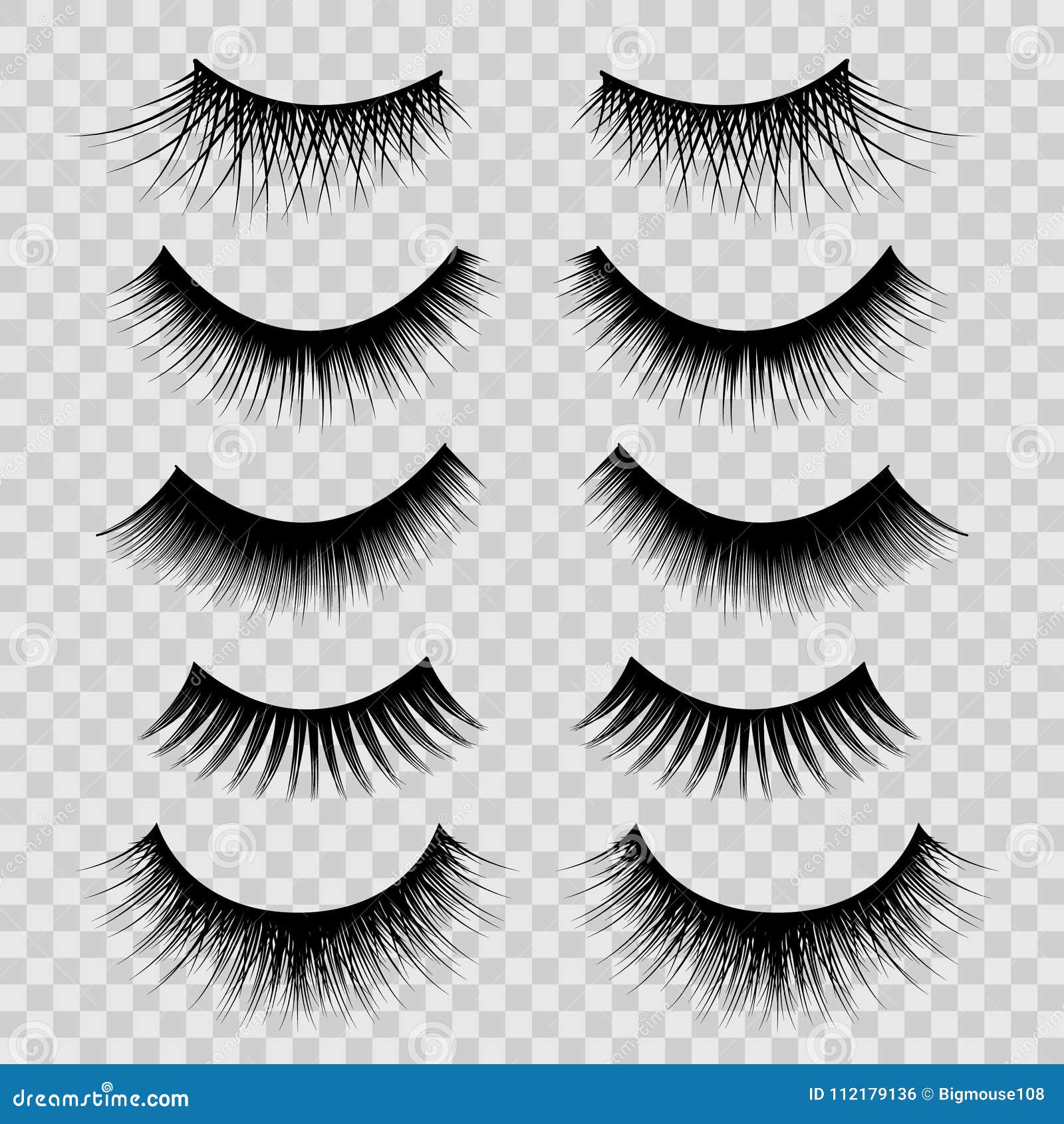 realistic detailed 3d feminine black lashes set. 