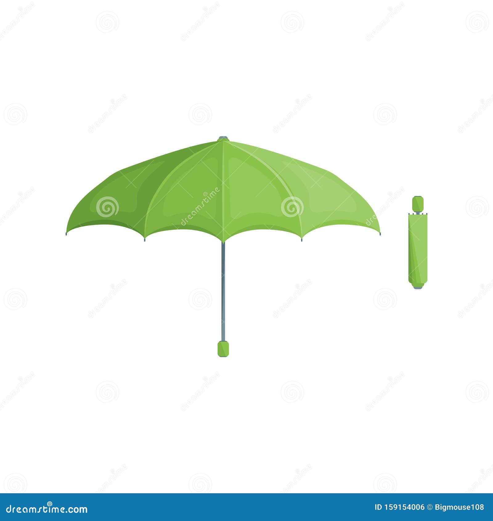 Download Realistic Detailed 3d Green Umbrella Set Open And Closed ...