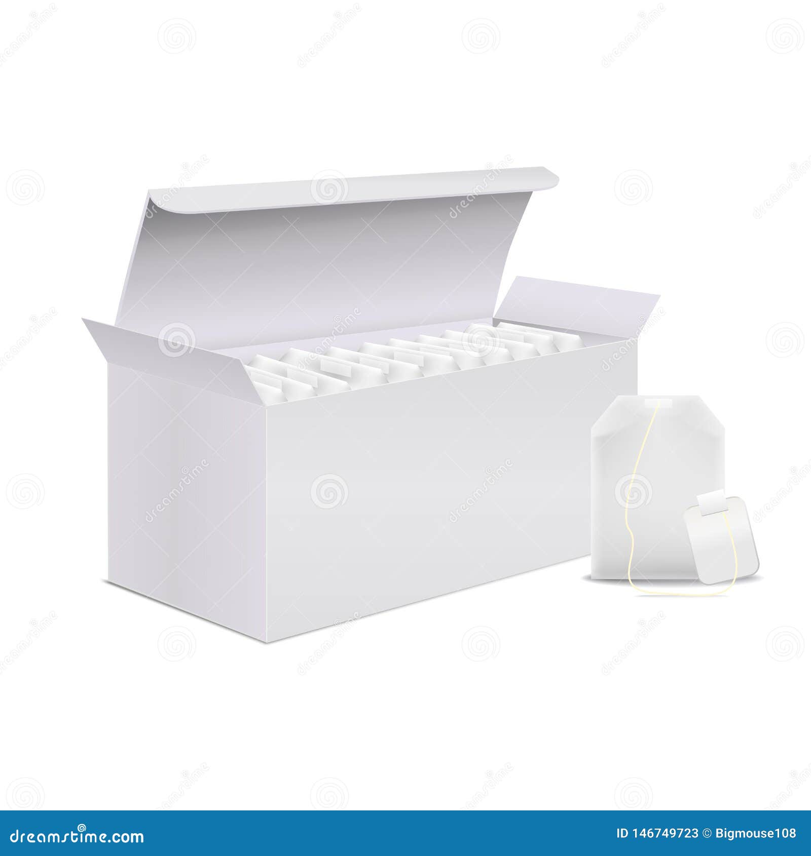 Download Realistic Detailed 3d White Blank Tea Box And Teabag ...