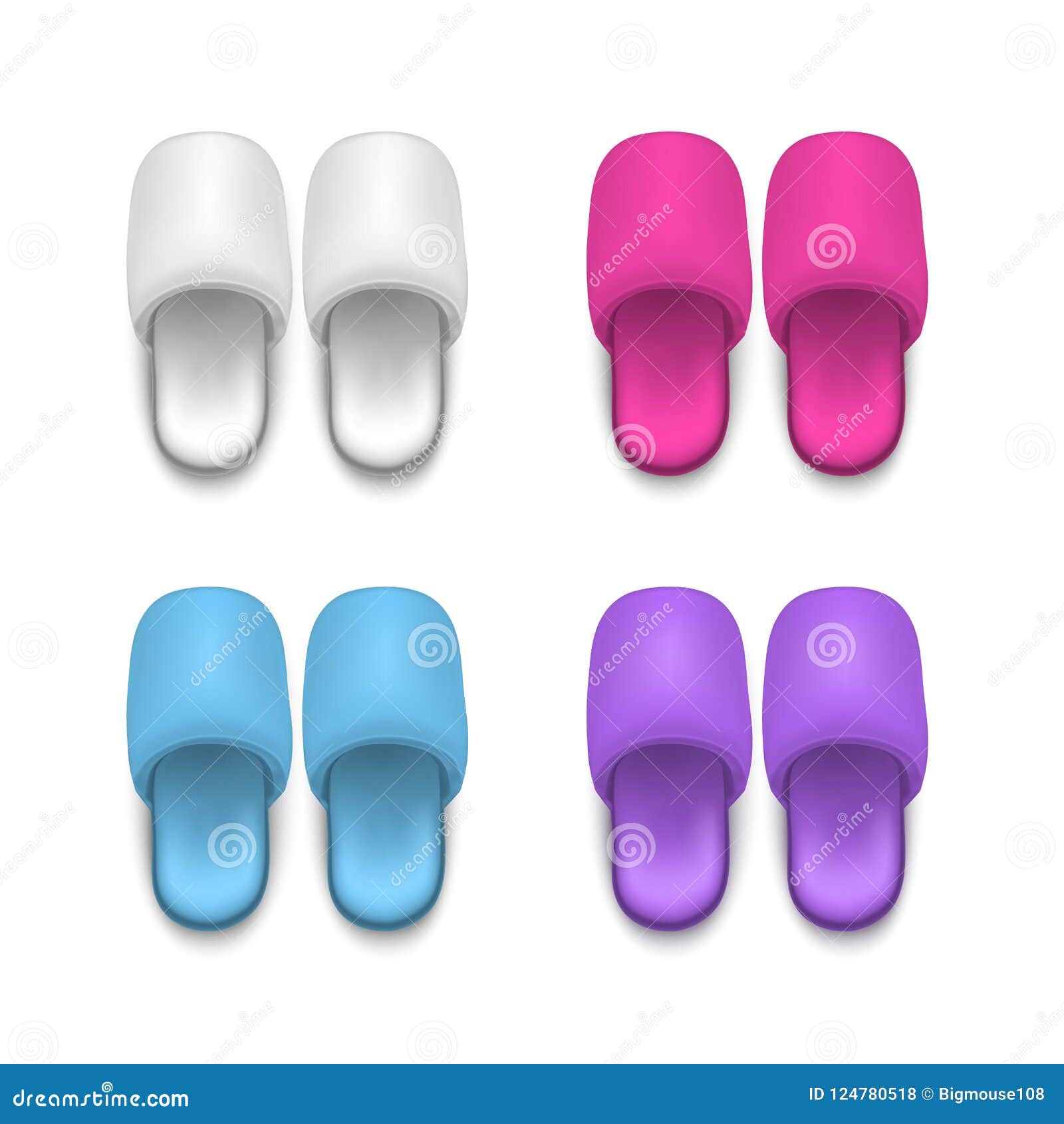 Realistic Detailed 3d Blank Color Home Slippers Mock Up. Vector Stock Vector - Illustration blank, comfort: 124780518