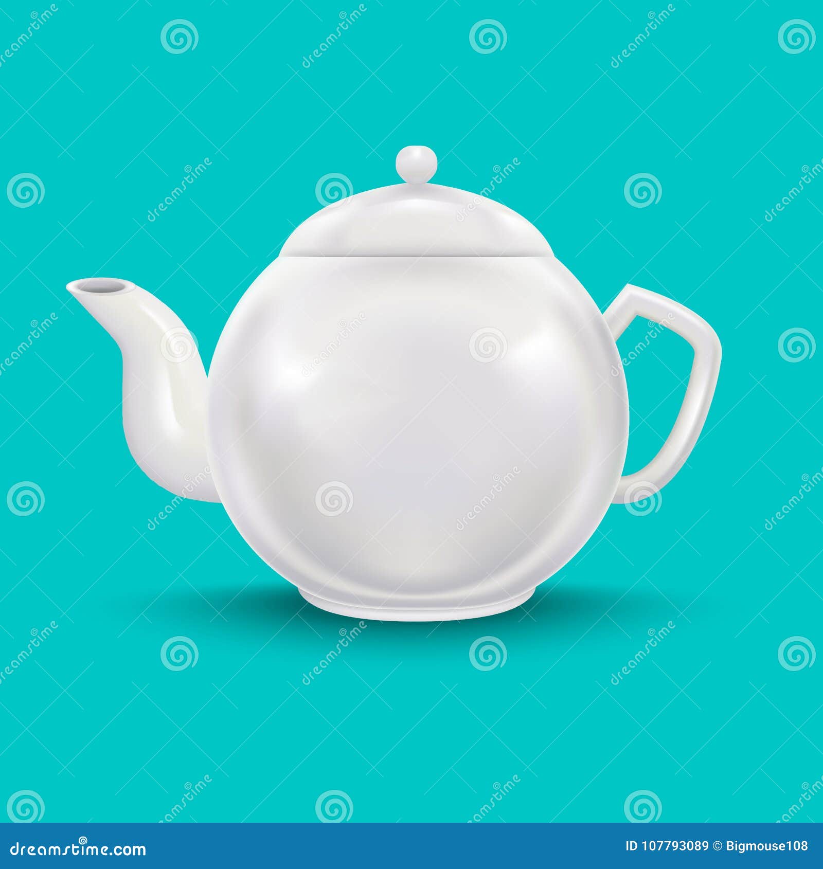 Download Realistic Detailed 3d Template Blank White Ceramic Teapot Mock Up Vector Stock Vector Illustration Of Element Porcelain 107793089