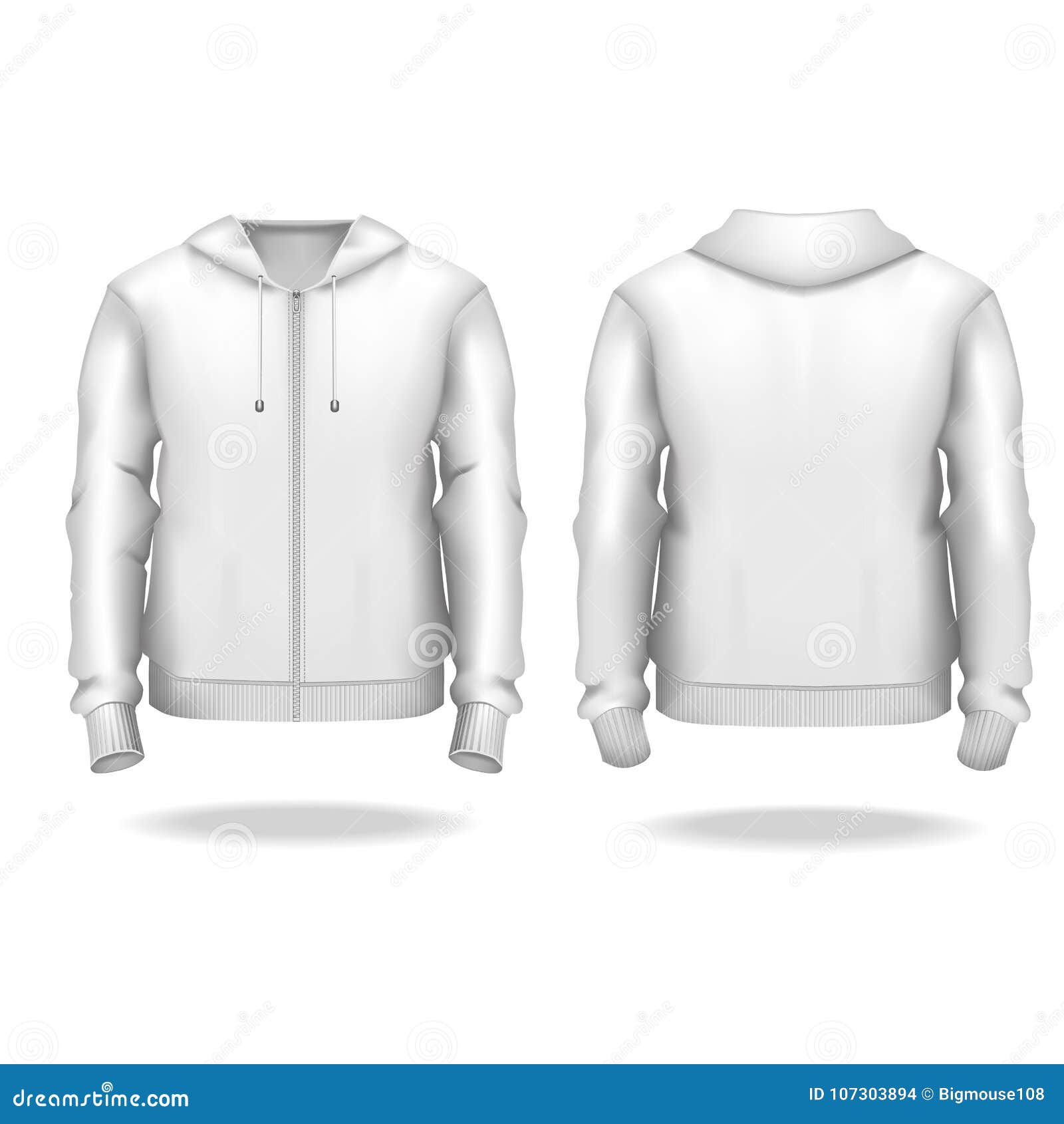 Download Realistic Detailed 3d Template Blank White Male Zip Up ...