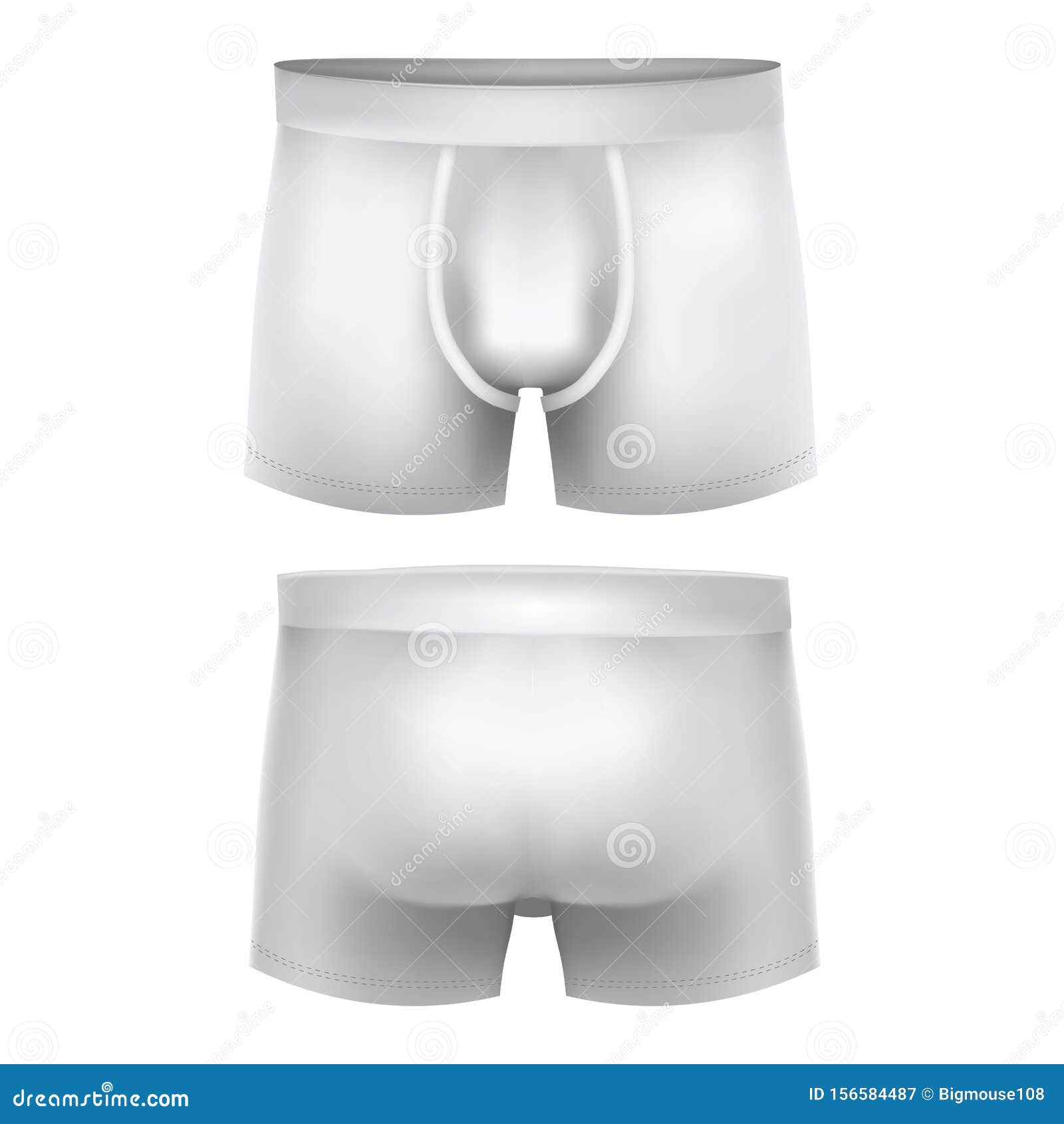 Realistic Detailed 3d White Blank Boxer Briefs Template Mockup Set. Vector  Stock Vector - Illustration of element, concept: 156584487