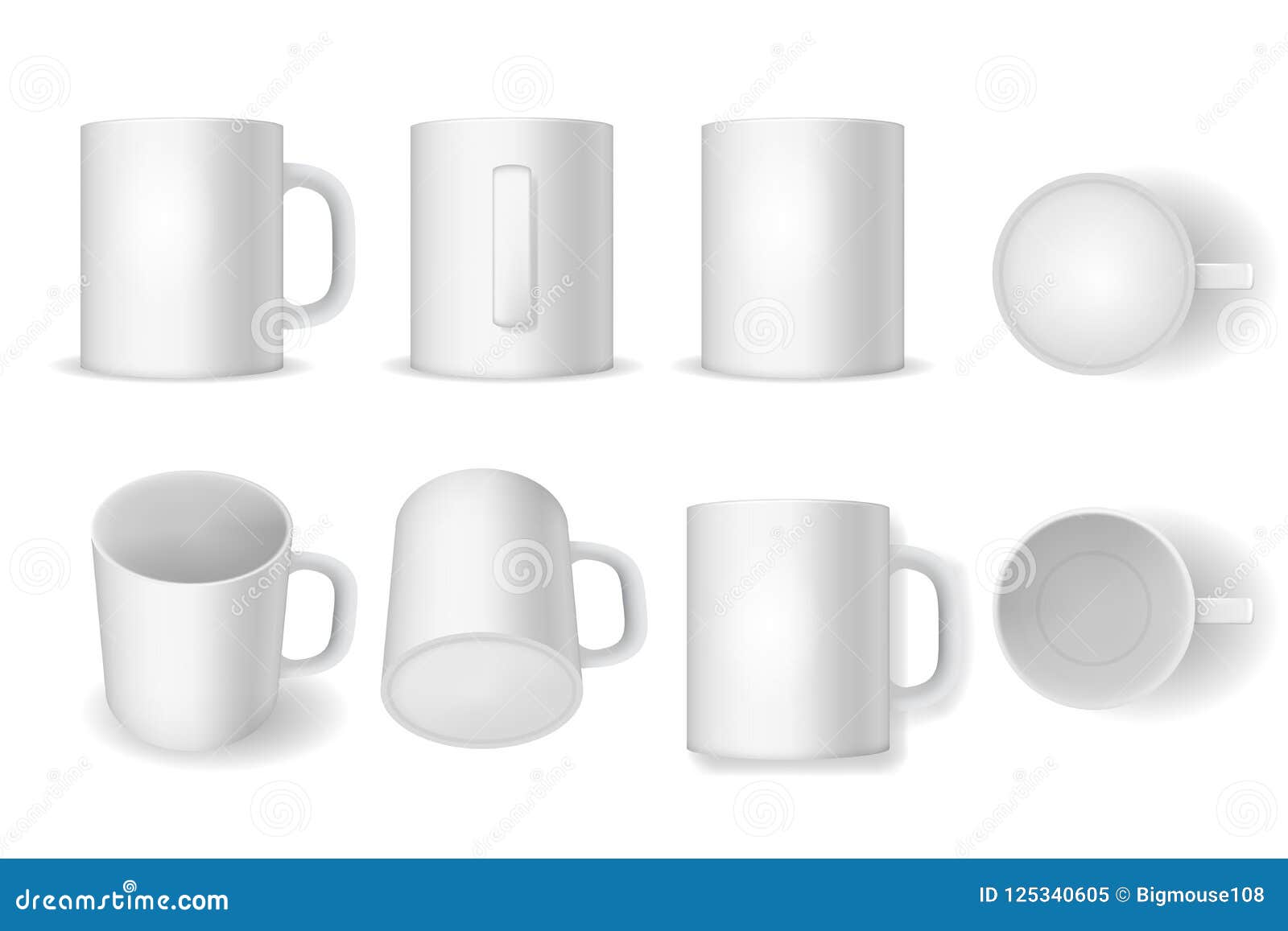 Download Realistic Detailed 3d White Blank Cup Template Mockup Set ...