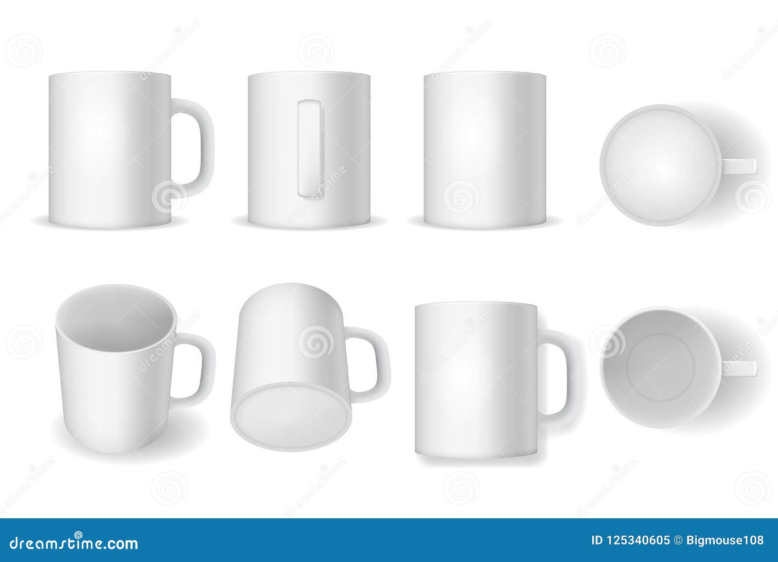 Download Realistic Detailed 3d White Blank Cup Template Mockup Set. Vector Stock Vector - Illustration of ...