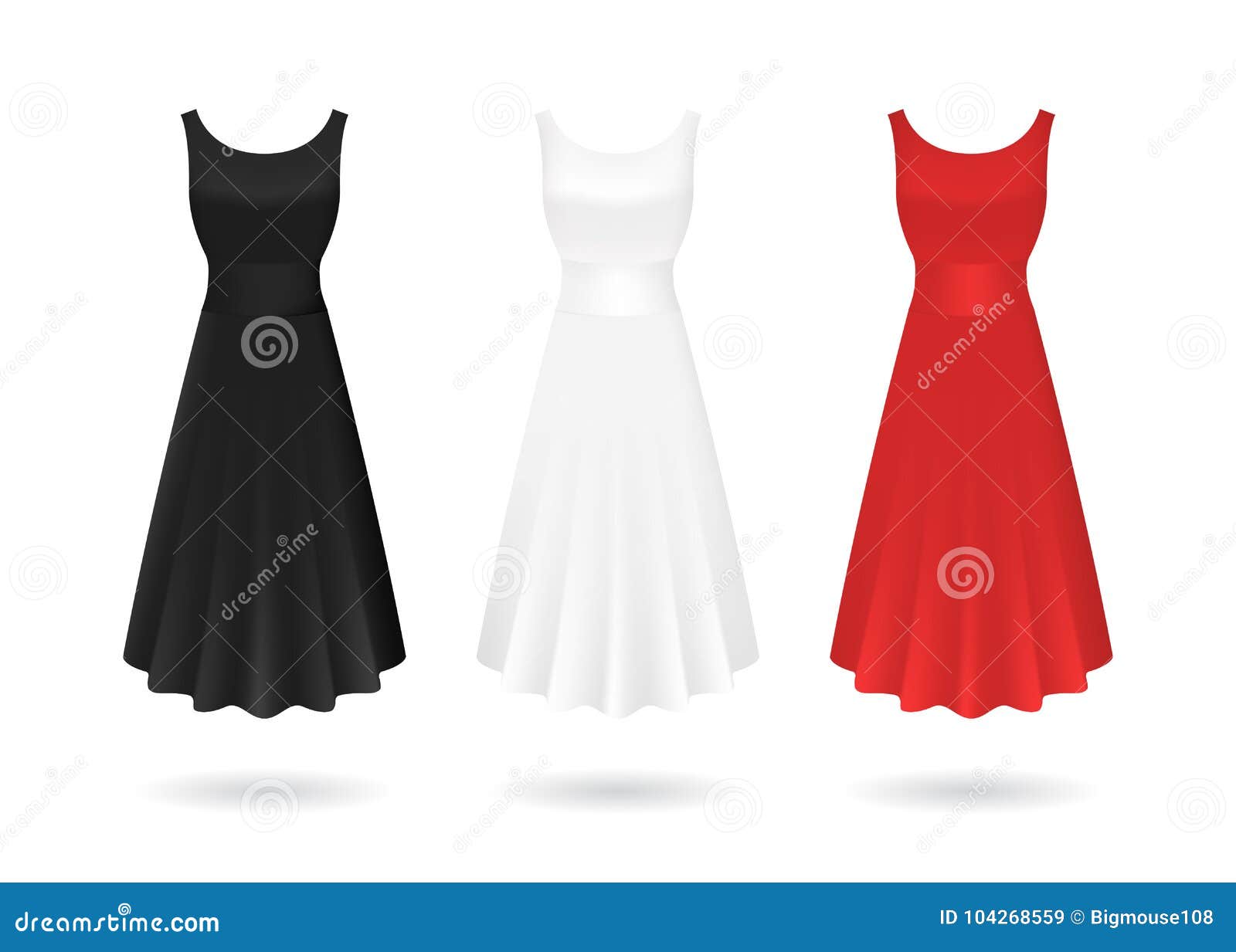 Download Realistic Detailed 3d Women Dress Mock Up Set. Vector ...