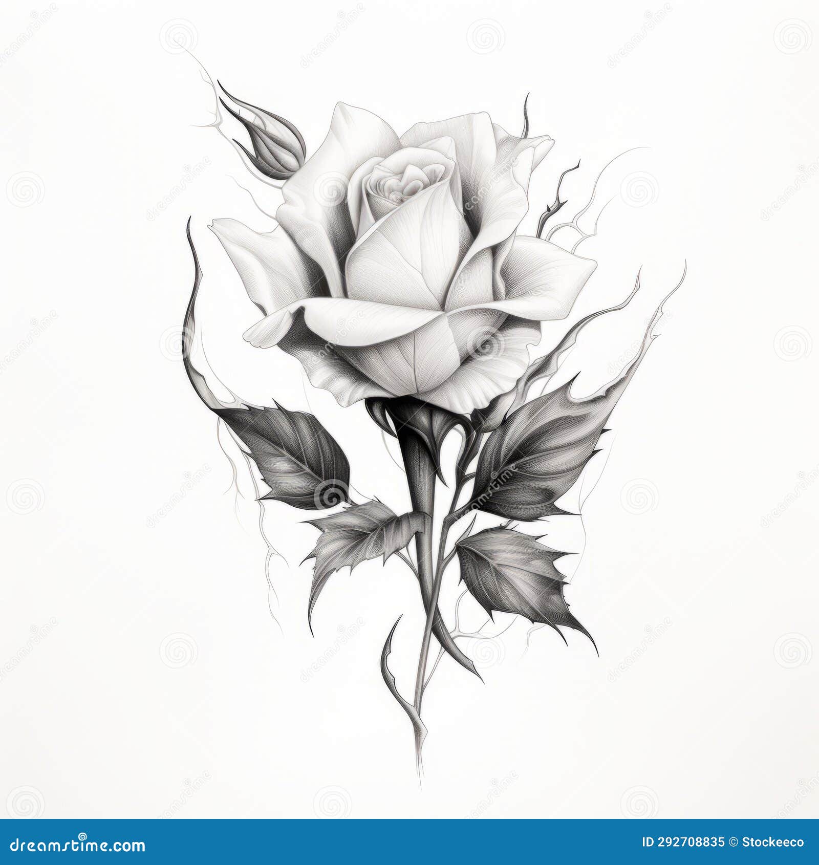 realistic rose art  on white background