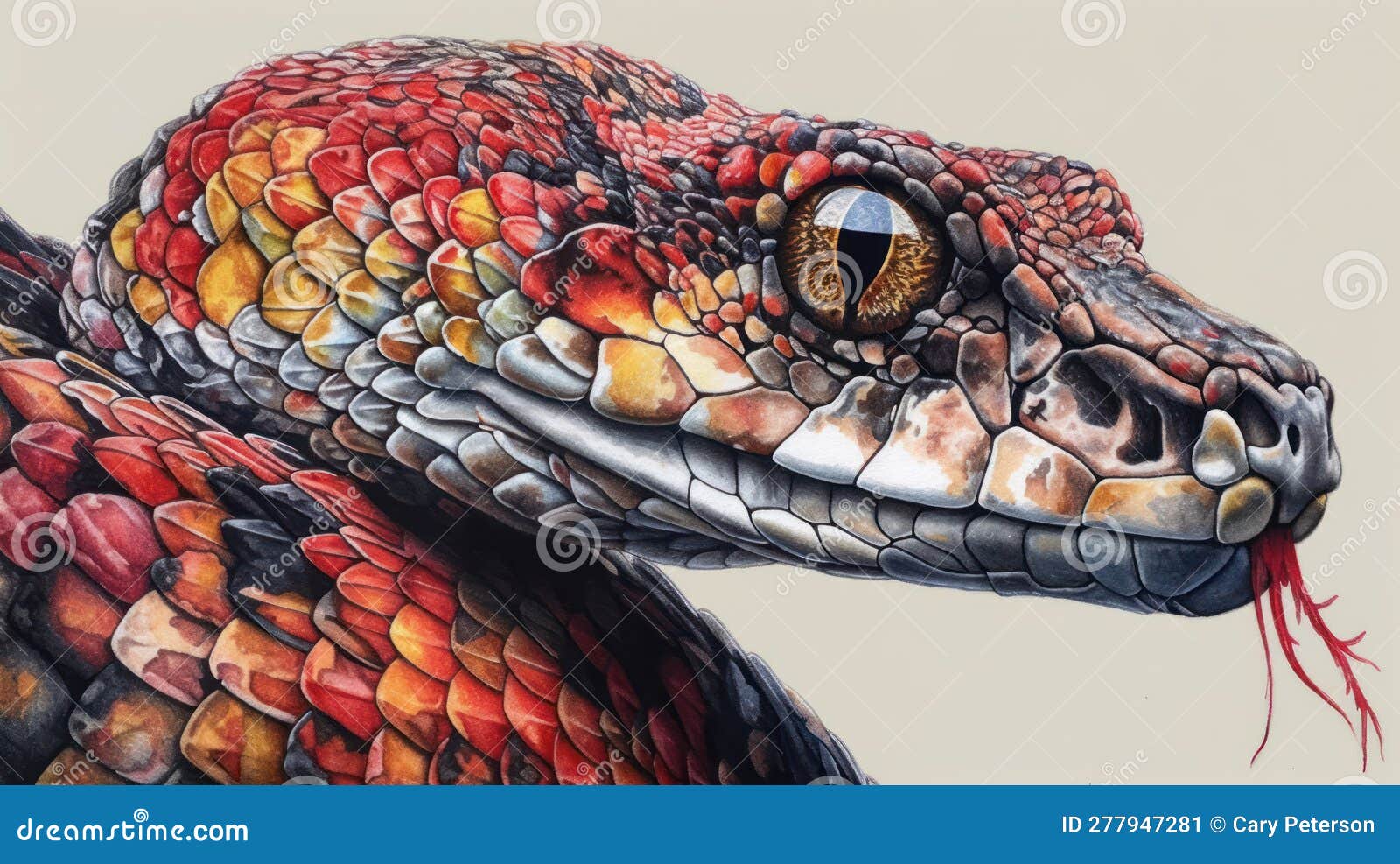 how to draw a realistic snake head