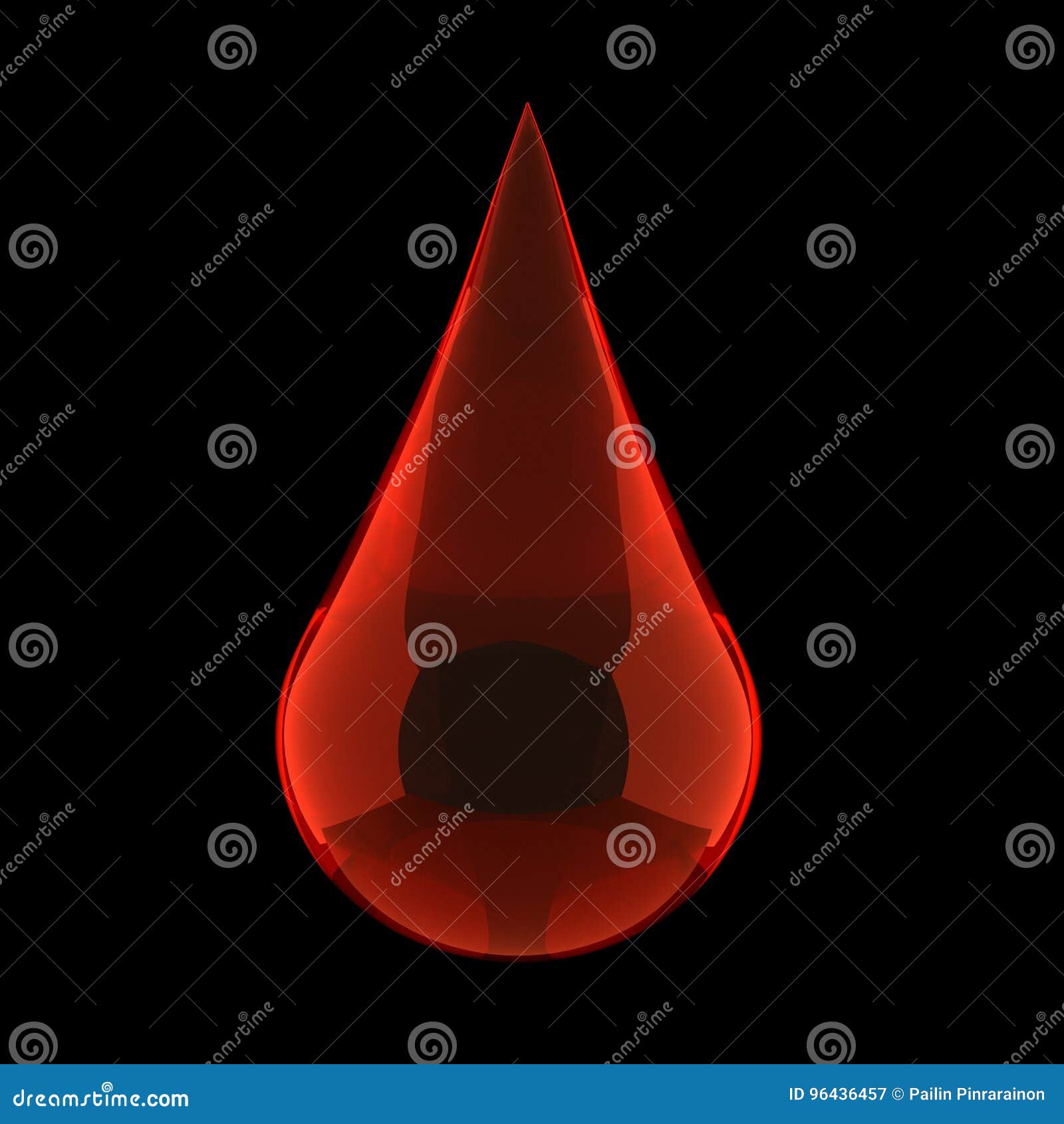 Realistic Drop of Blood on Black in 3D Rendering Stock Illustration
