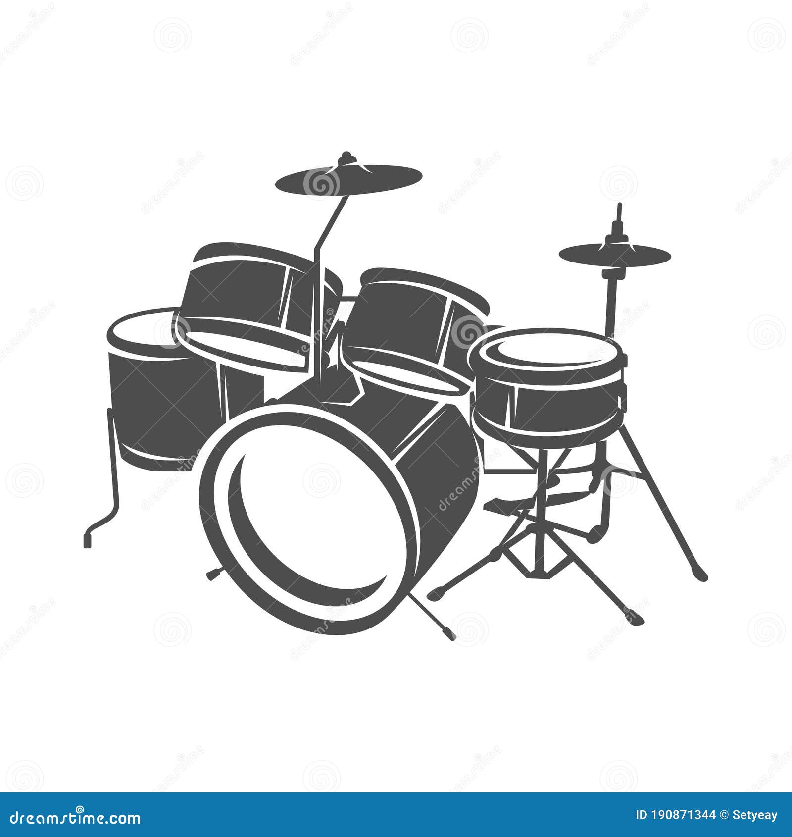 Realistic Drum Design Vector. Silhouette of Drum Stock Vector