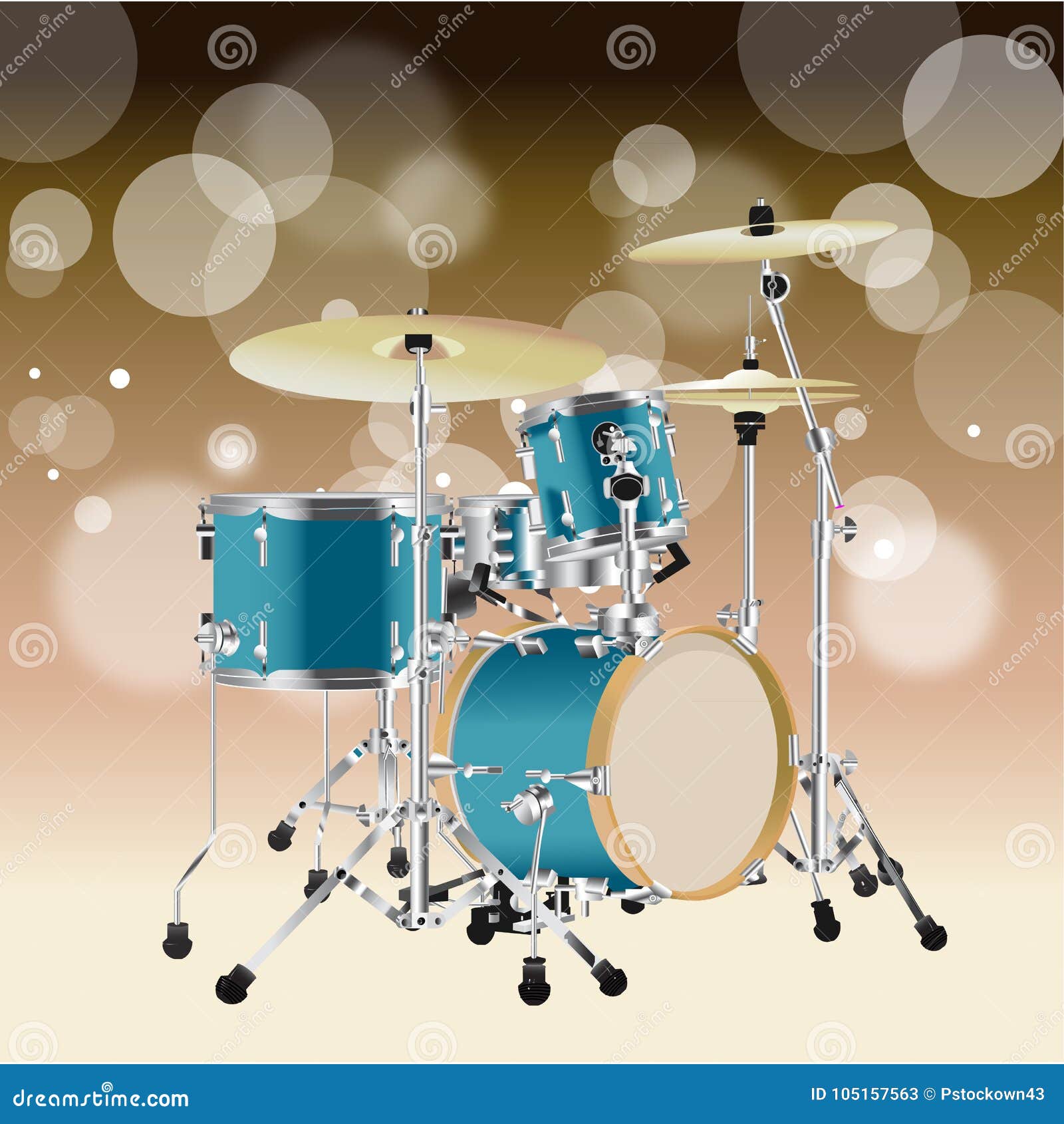 Realistic Drum Kit Background 4 Stock Vector Illustration of