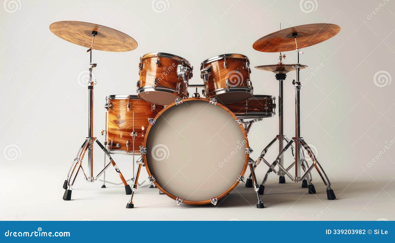 realistic drum set on white background for music production and performance