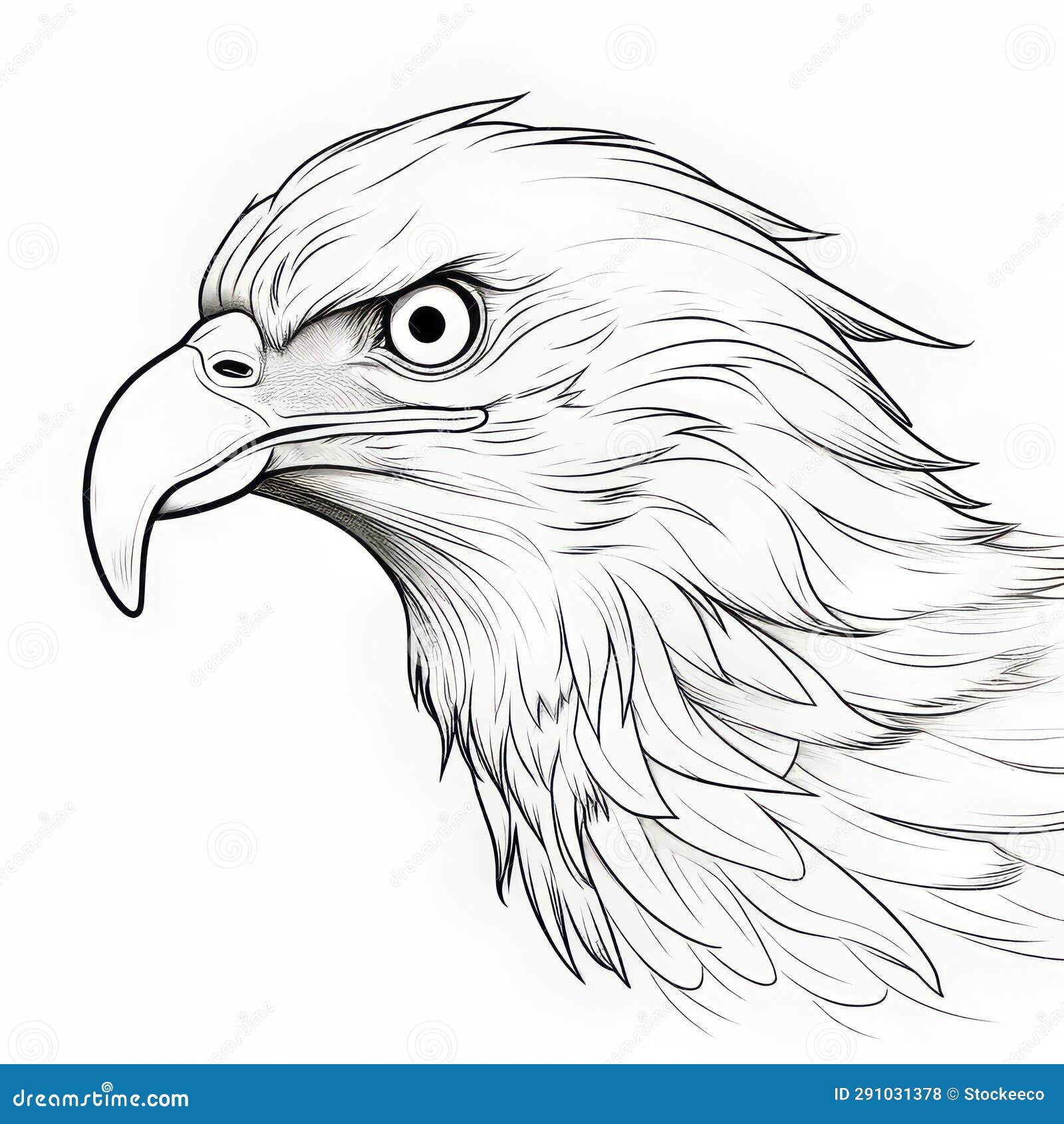Detailed Bald Eagle Head Drawing in Zbrush with Contour Line Style