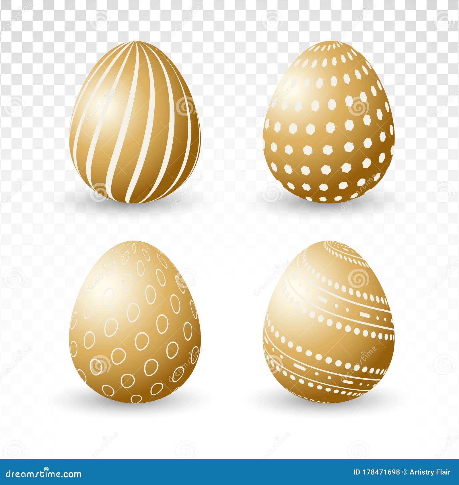 Realistic Easter Golden Eggs on Png Background. Stock Illustration -  Illustration of eggs, cell: 178471698