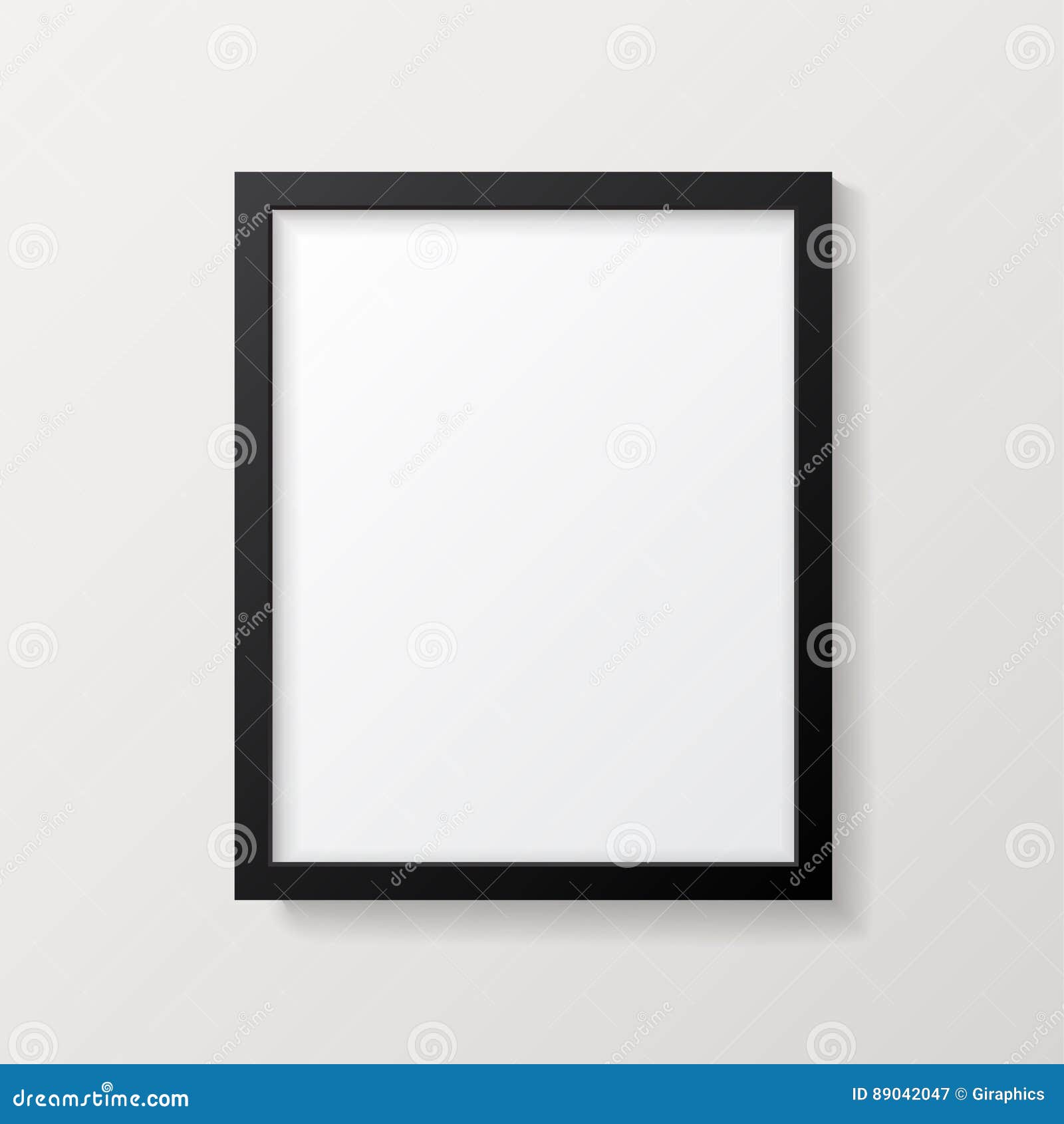 realistic empty black picture frame mockup