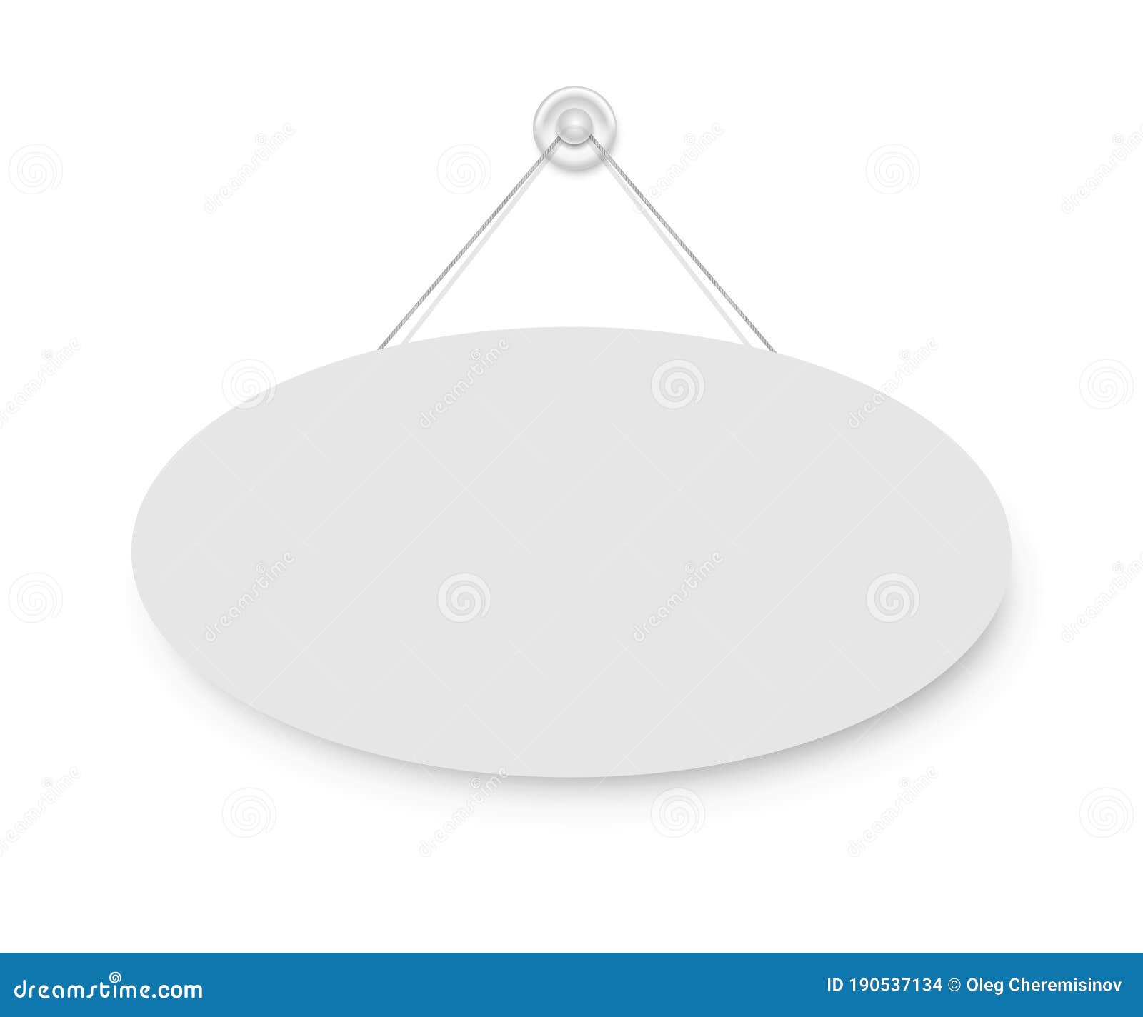Download Realistic Empty Blank Signboard White Oval Hanged On Suction Cup. Round Shape Sign Frame ...