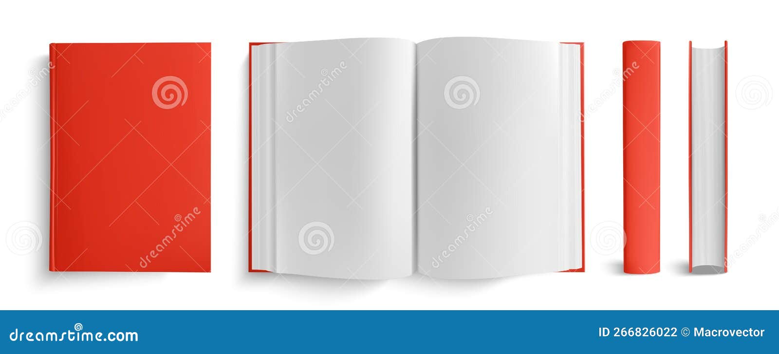 realistic empty book set
