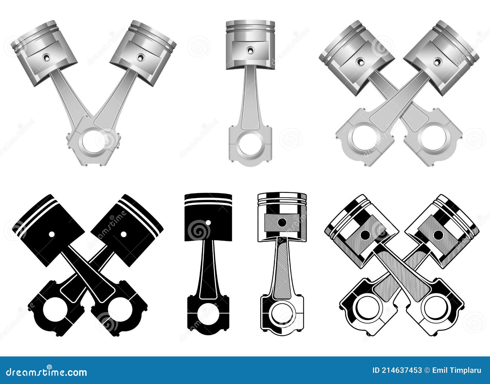Realistic Engine Piston Vector Design Illustration Isolated on White