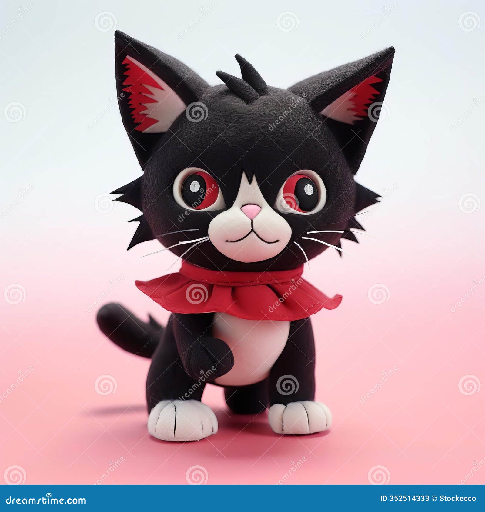 realistic felt cait sith on solid color background
