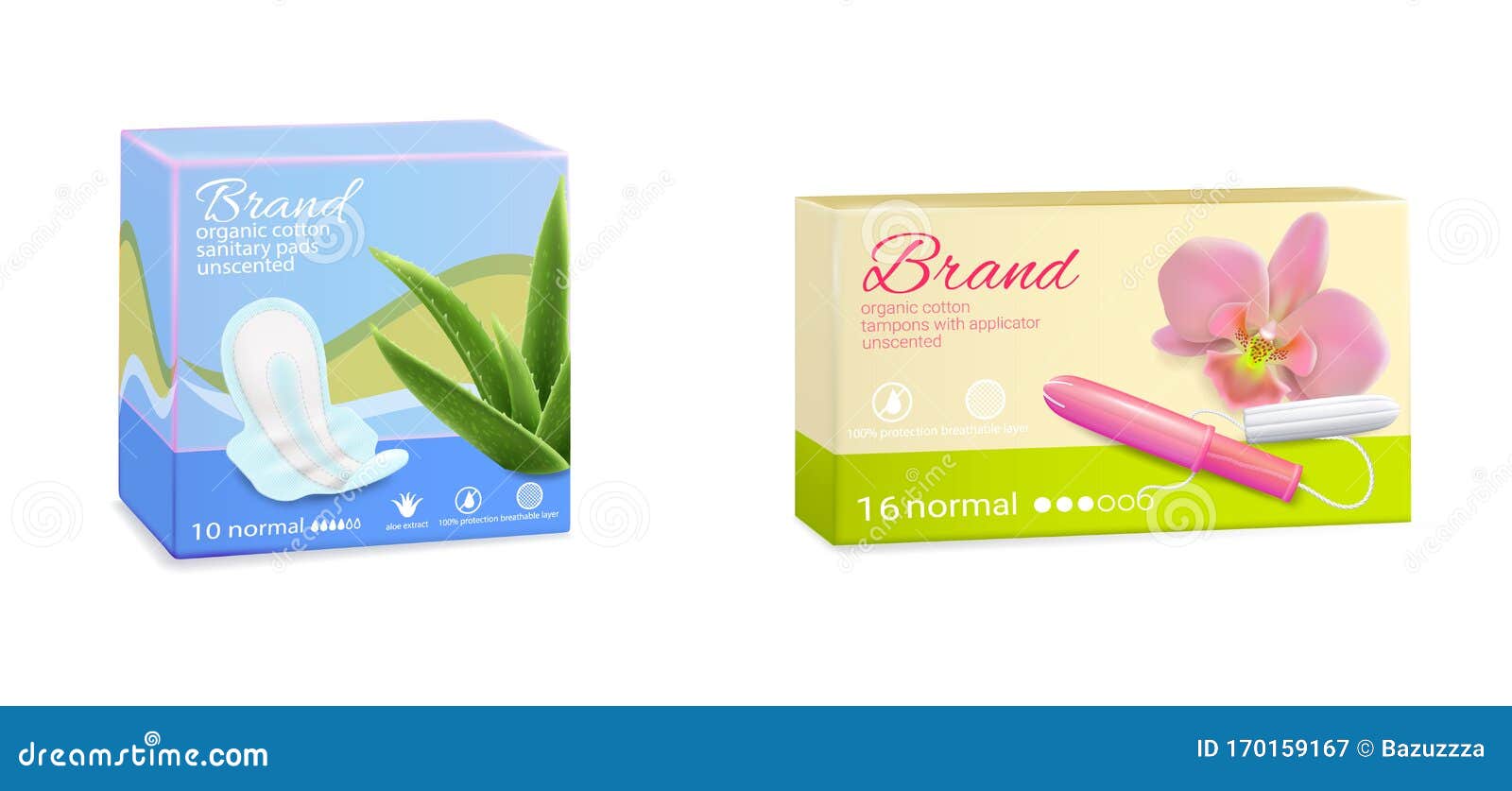 Download Feminine Hygiene Tampon Sanitary Pads Packaging Boxes Vector Illustration Stock Vector Illustration Of Menses Pack 170159167