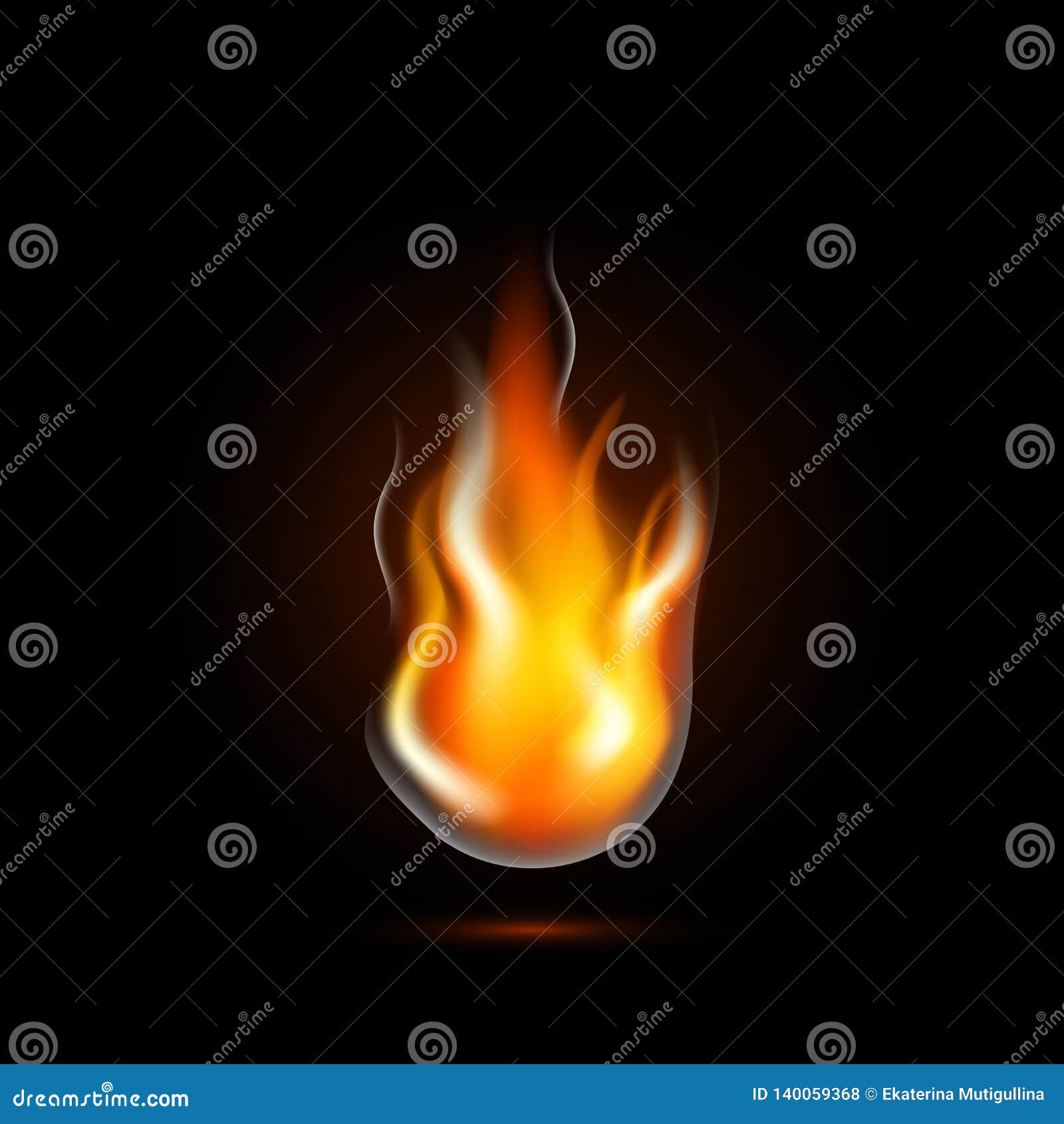 illustration of Realistic Burning Fire Flame on black background